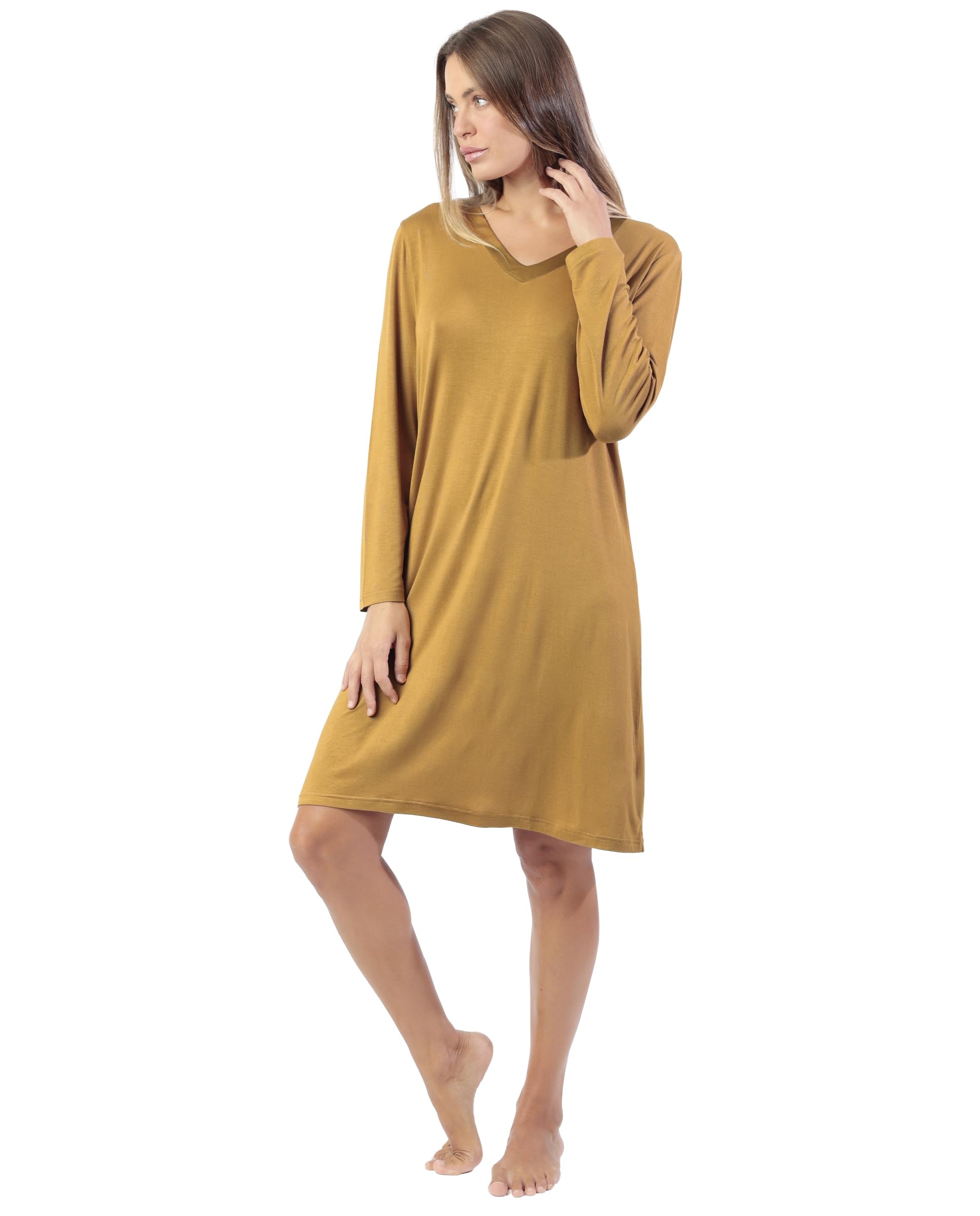 ADMAS Luxury - Camisola a maniche lunghe, tinta unita, da donna