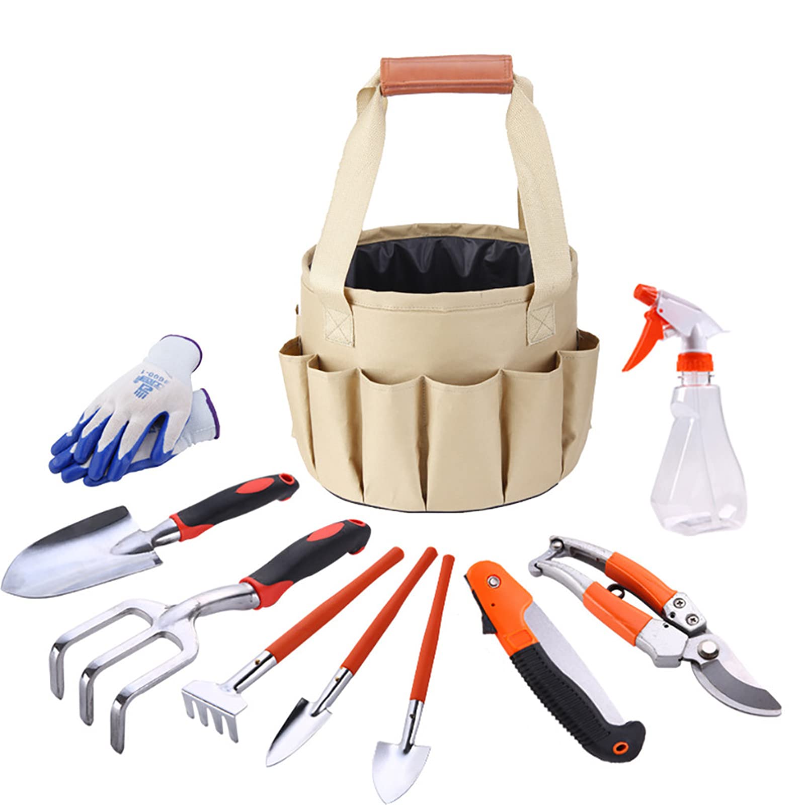 10Pcs Kit di Attrezzi da Giardino Multifunzionale Set di Attrezzi da Giardino Set di Attrezzi da Giardino Forbici da innesto Set di Attrezzi da Esterno con Custodia,