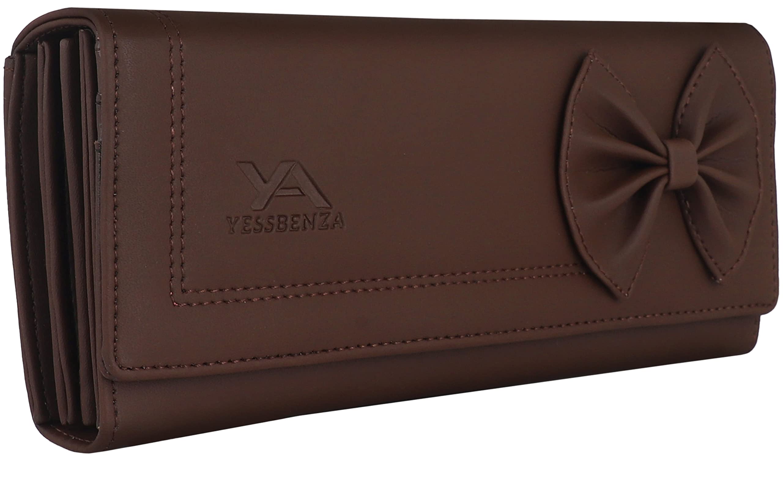 YESSBENZAWomen's Faux Leather Elite Attractive Handbags Wallet Purse Clutch 6 Cards Slot YTFC-3708B Brownie