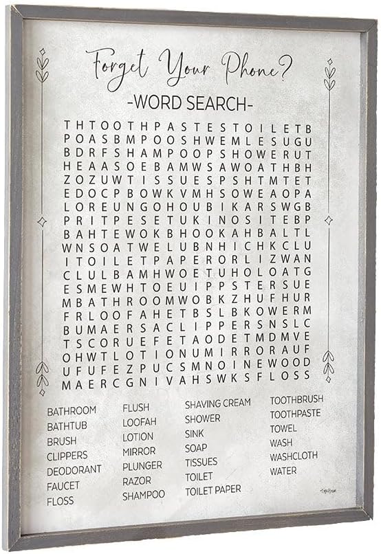 Funny Bathroom Wall Art - Word Search