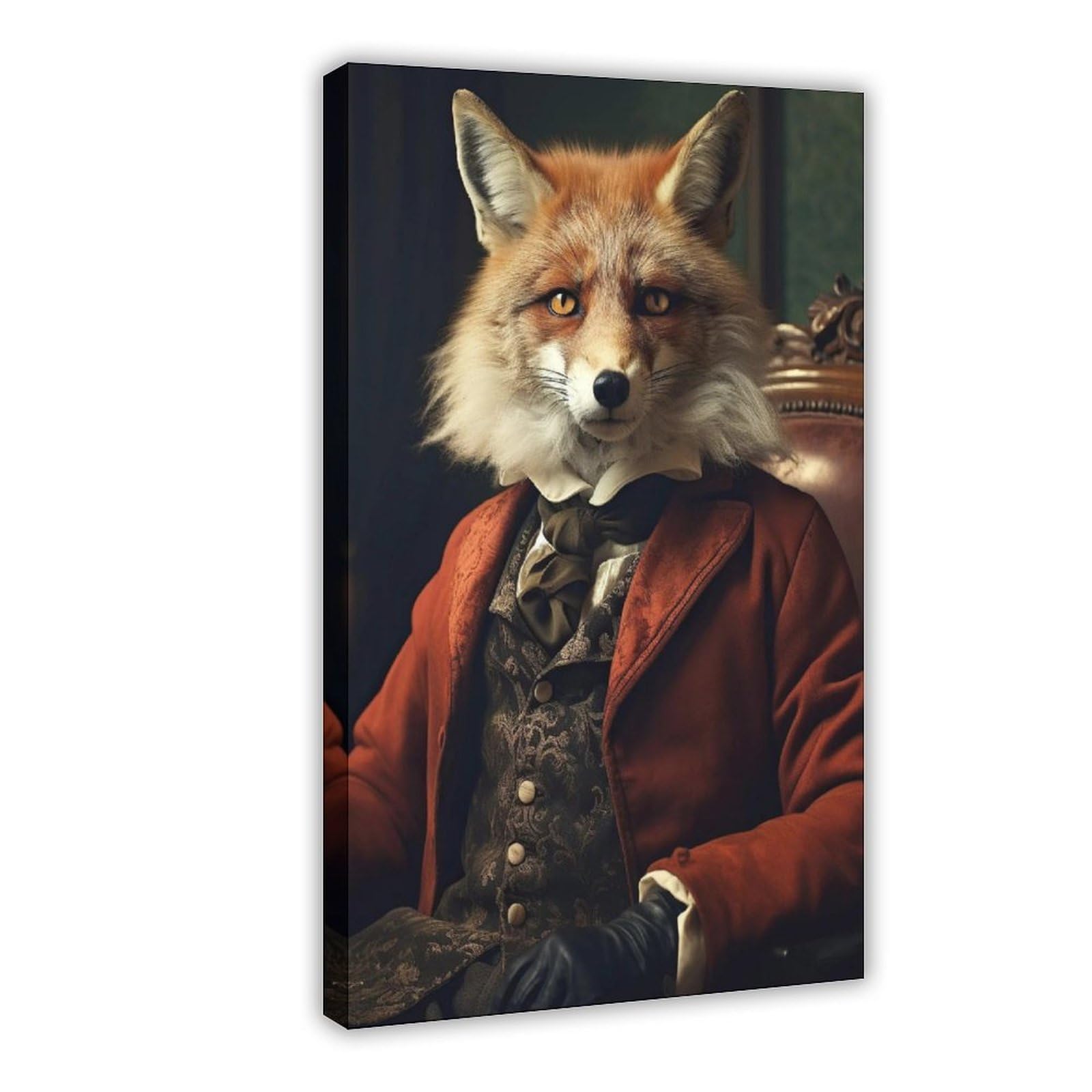 UTGN Gentleman Fox Whimsical Animals Canvas Poster Bedroom Decor Landscape Decor Gift 08x12inch(20x30cm)