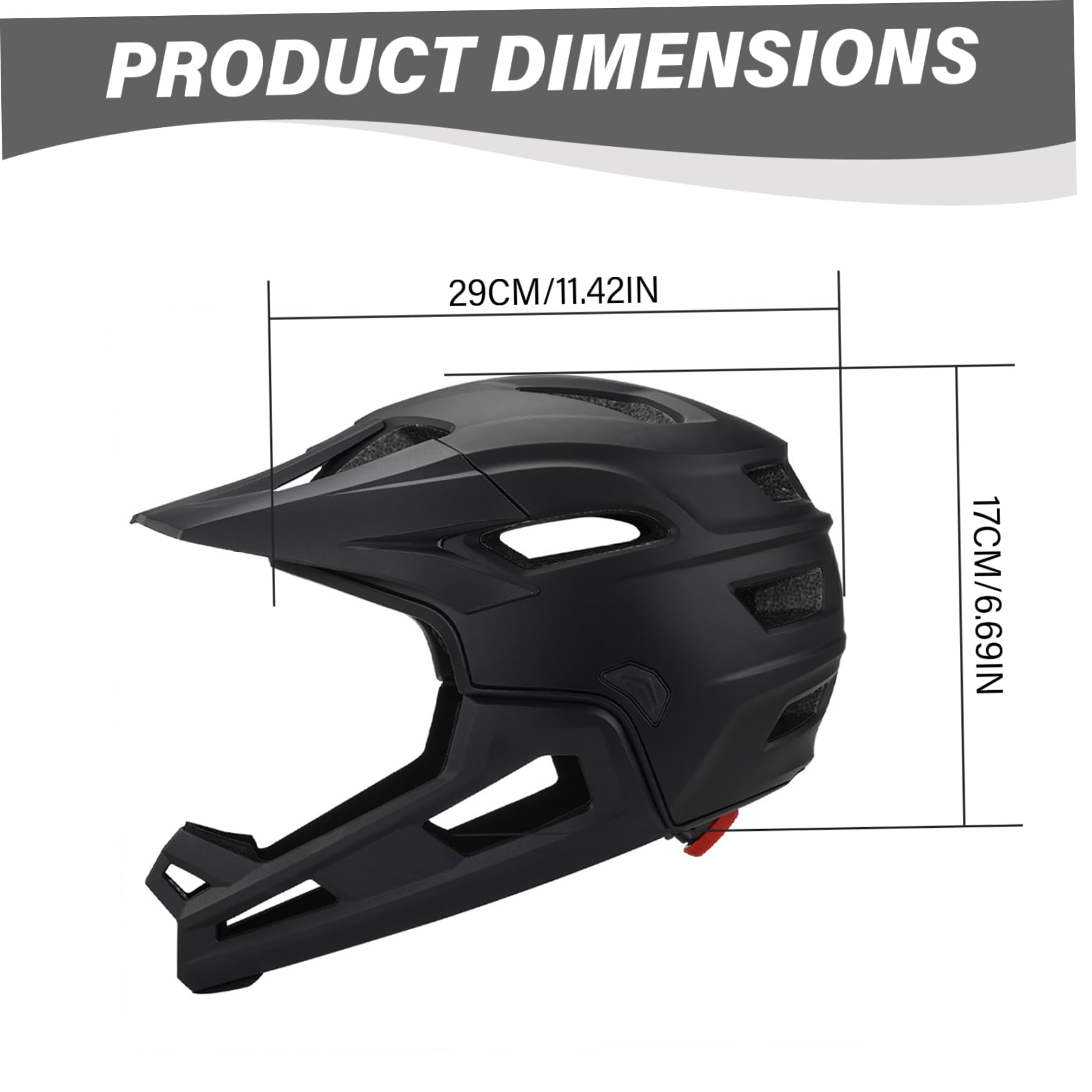 Mountain Bike Helmet Adult Shock-Proof Full Face with Detachable Chin Holder Visor Black — view 4