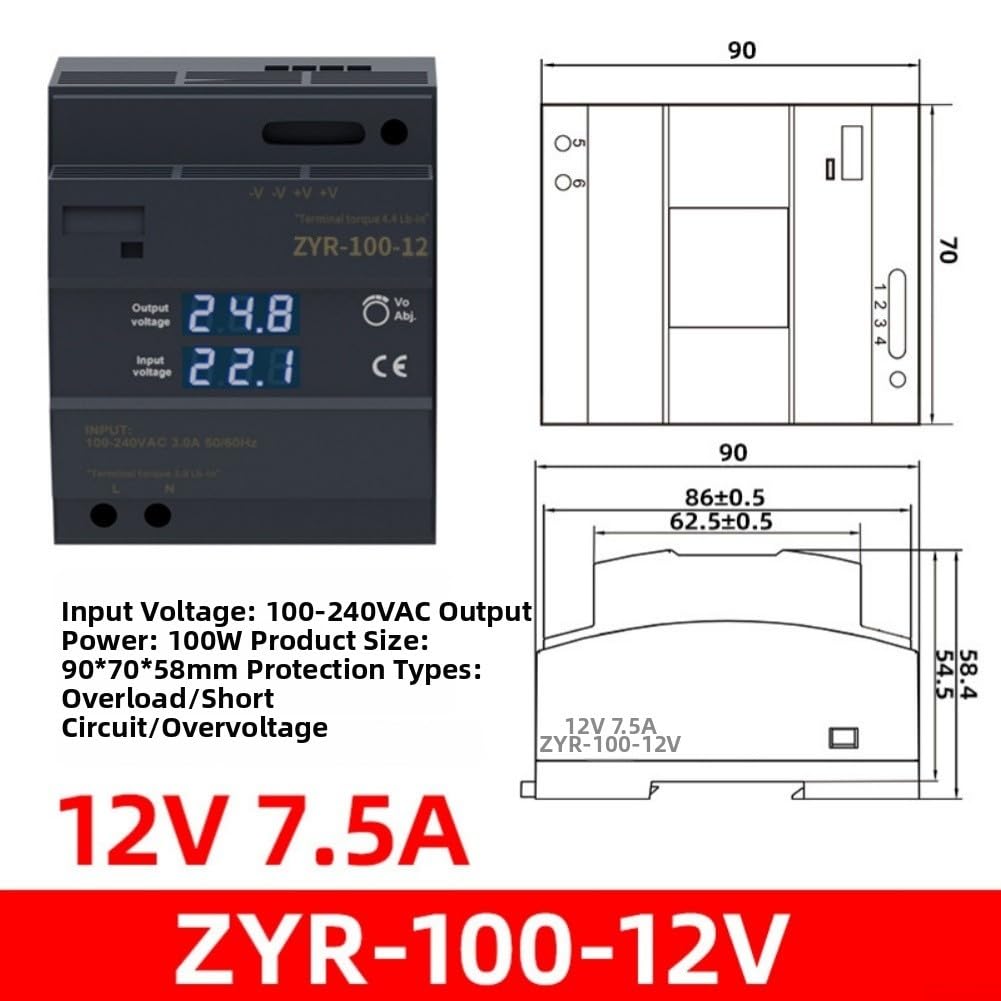 Bloc d'alimentation 100 W 12/24 V avec affichage numérique