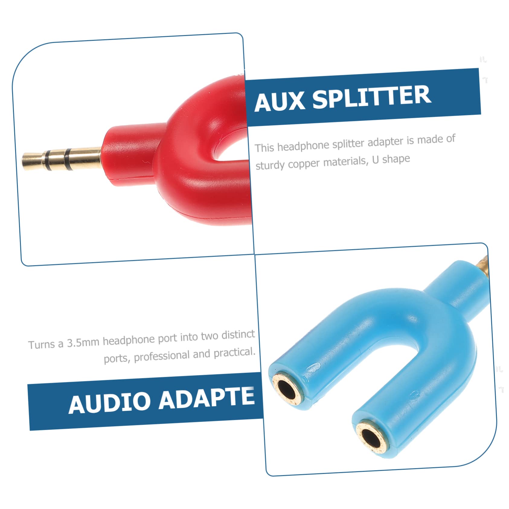 UKCOCO 30pezzi u Shape Adattatore Cuffie y Splitter Audio Audio Per Smartphone e Tablet Rosso Blu