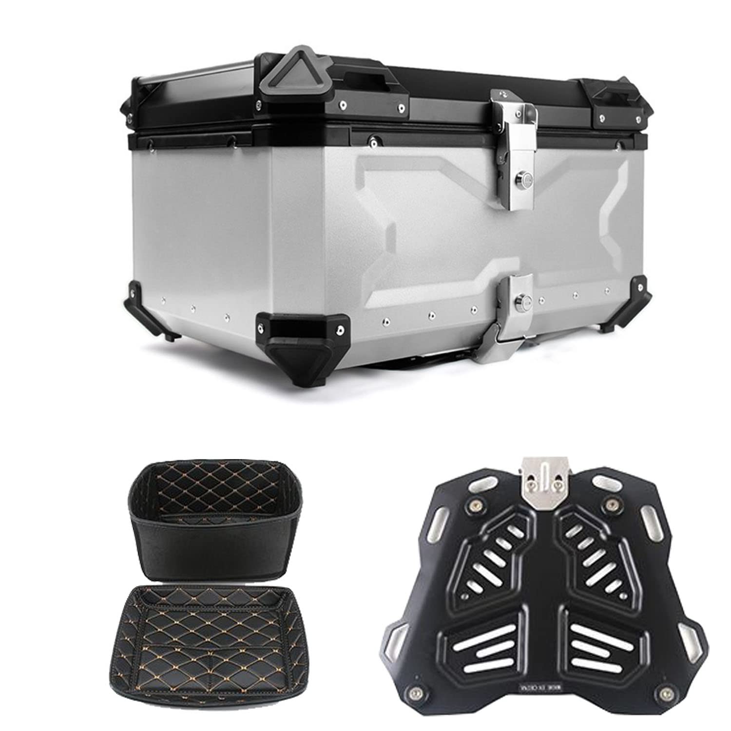 28L 36L 45L 55L 65L 80L 100L Top Case Moto Top Case Lock Storage Carrier Case Tail Box Système de dégagement Rapide Aluminium/Noir/D-65L Decoration
