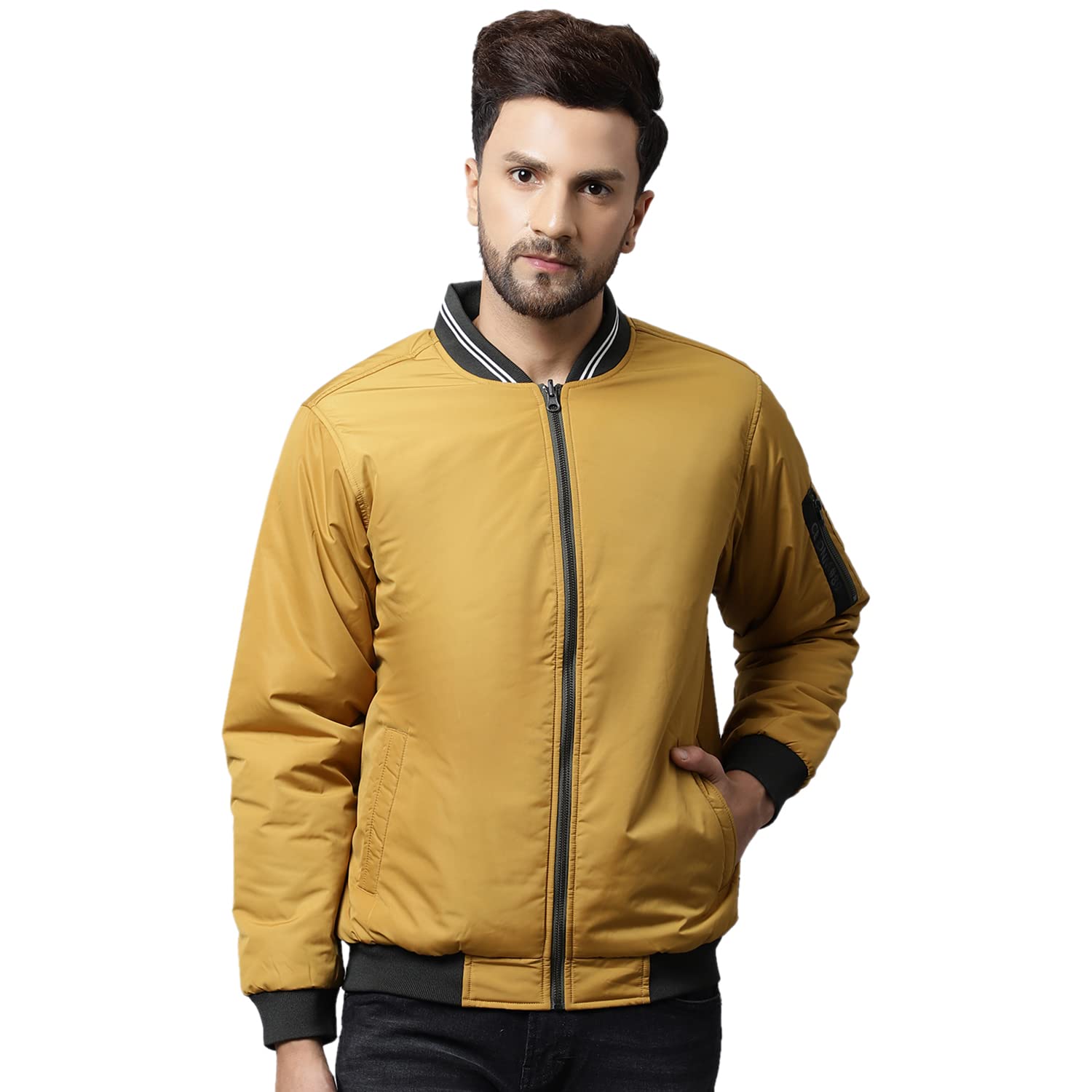 cantabil Men Mustard Full Sleeve Reversible Jacket-picture-19
