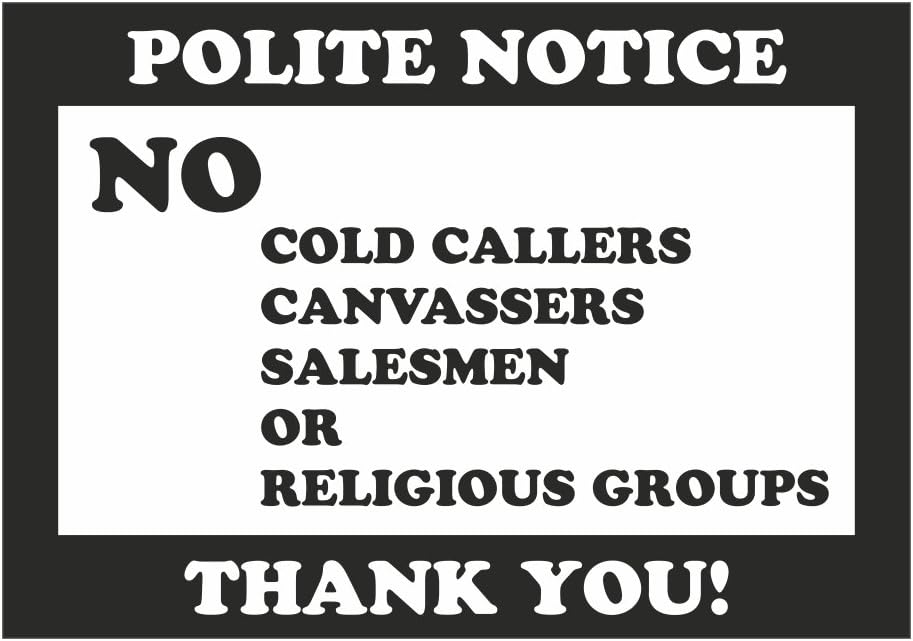 No Cold Callers Calling Door Window Self Adhesive Sticker 70 x 100mm Pack of 5