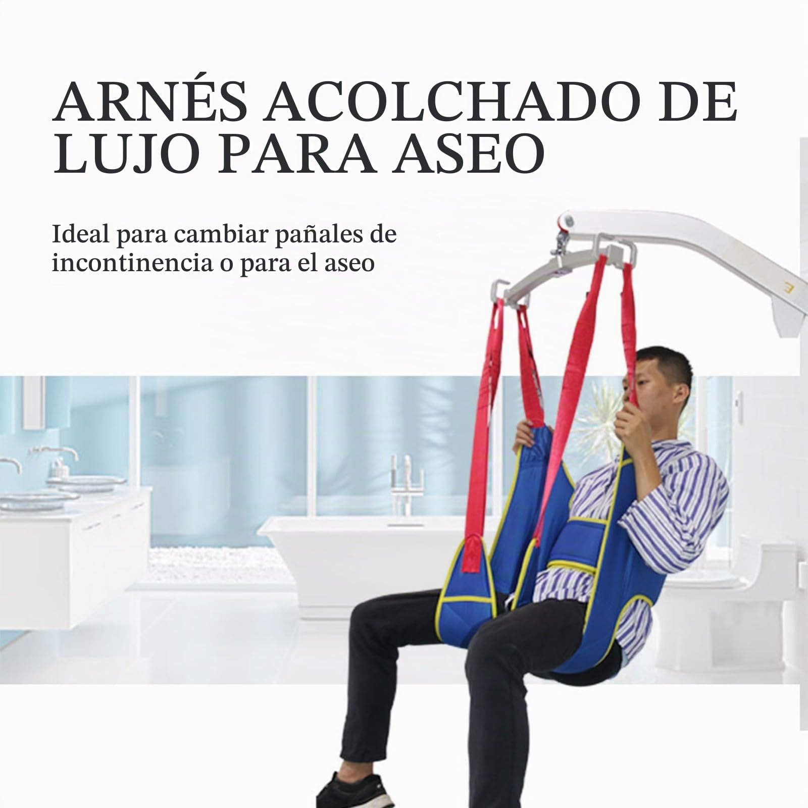 Arnes Grua Traslado Enfermos Personas Eslingas De Ducha Para Piernas Divididas Para Levantar Pacientes Ajustable Levantamiento De Pacientes Cabestrillos Carga 230Kg L