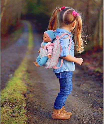 Miniatura 2 de Muñeca suave de 13 pulgadas con mochila portadora de color rosado para la muñeca el bolsillo del maletín se ajusta a los accesorios y la ropa de la