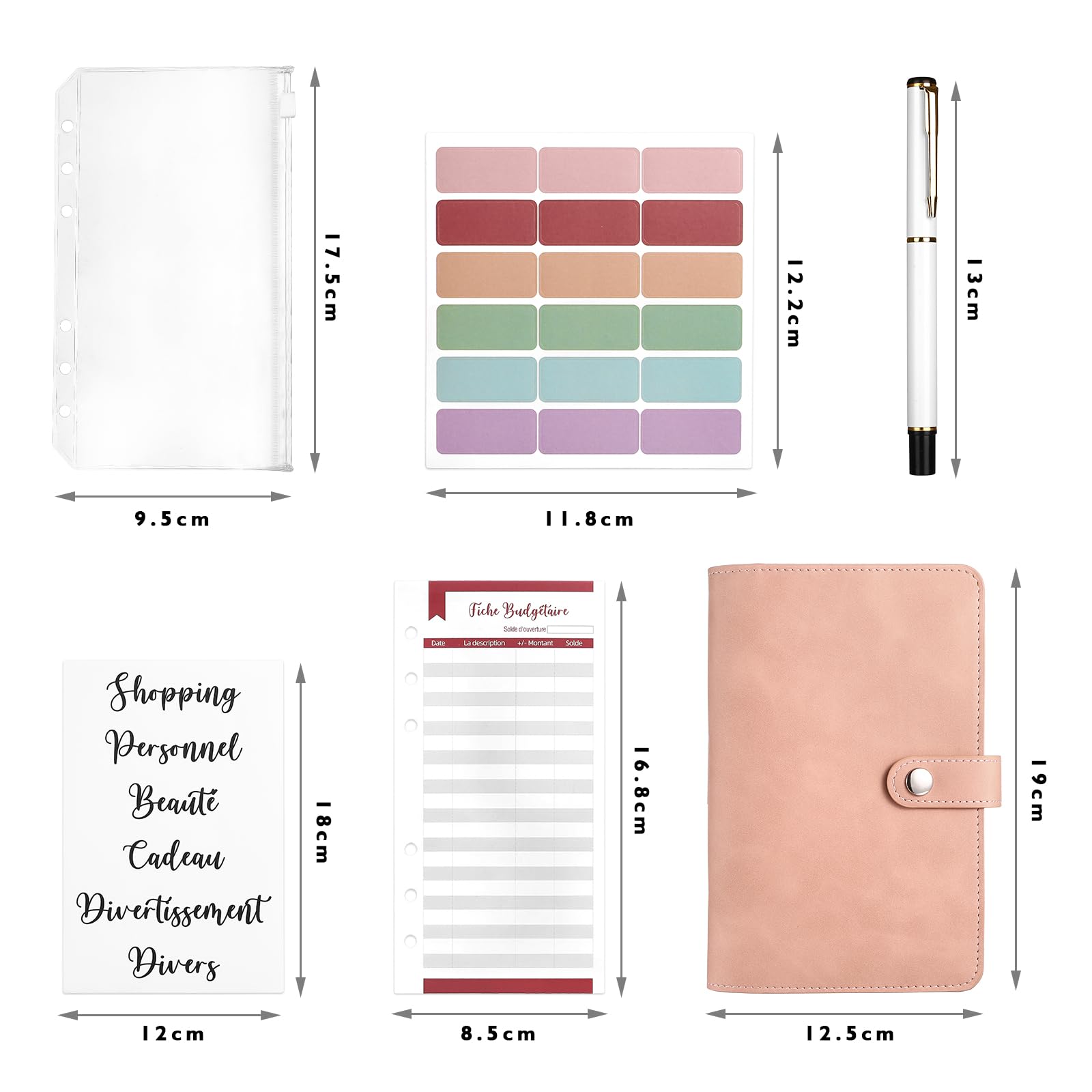 Kesote Enveloppe Budget Français Classeur Budget Planner Carnet Argent 14 Budgets 24 Feuilles 3 Autocollants 54 Étiquettes 1 Stylo A6 Rose