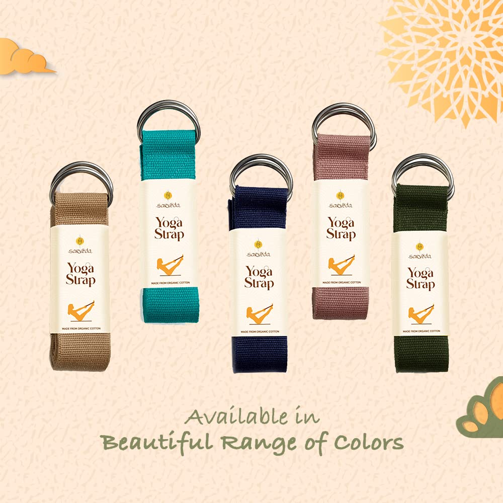 Sarveda Yoga Belt | Organic Cotton | Stretching suitable for Gym Yoga | Green 4