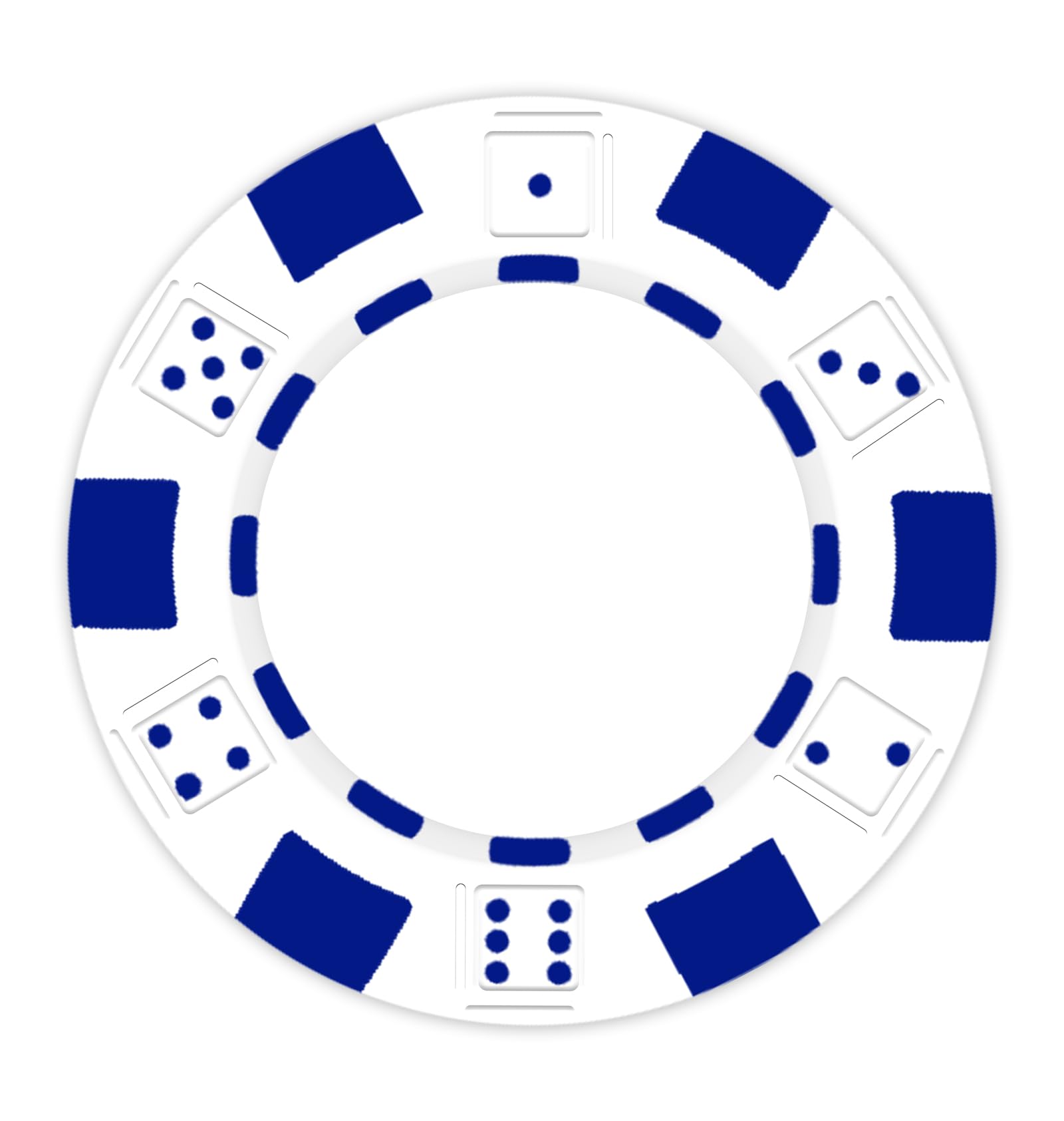 DA VINCI 100 Clay Composite Dice Striped 11.5 gram Poker Chips, Blank White Chips for Direct UV Print or Hot Stamping (White)