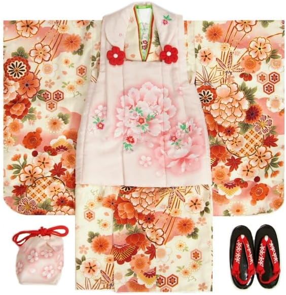 七五三7歳女の子着物セット 昭和レトロ アンティーク 京都瑠璃雛菊