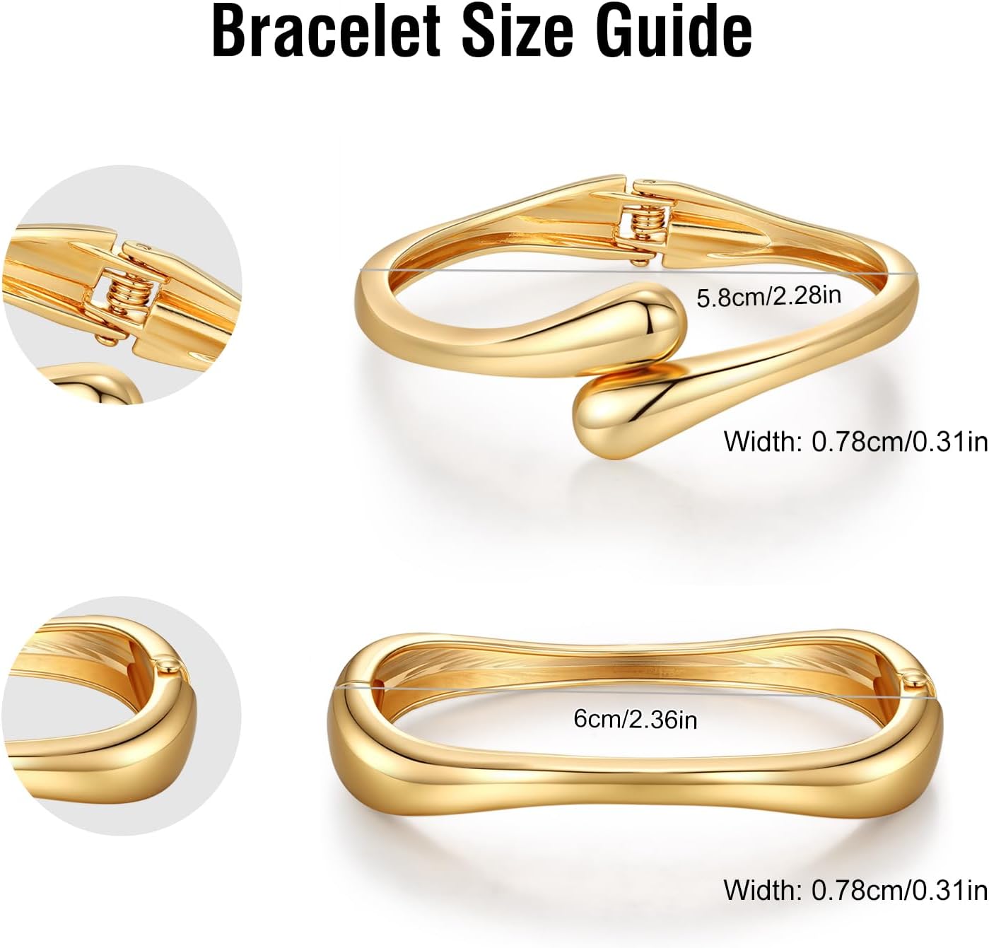 Chunky Gold Bangle Bracelets for Women Trendy 14K Gold Plated Cuff Bracelets Stack, Dainty Bracelet Sets Fashion Jewelry Gift - Image 6