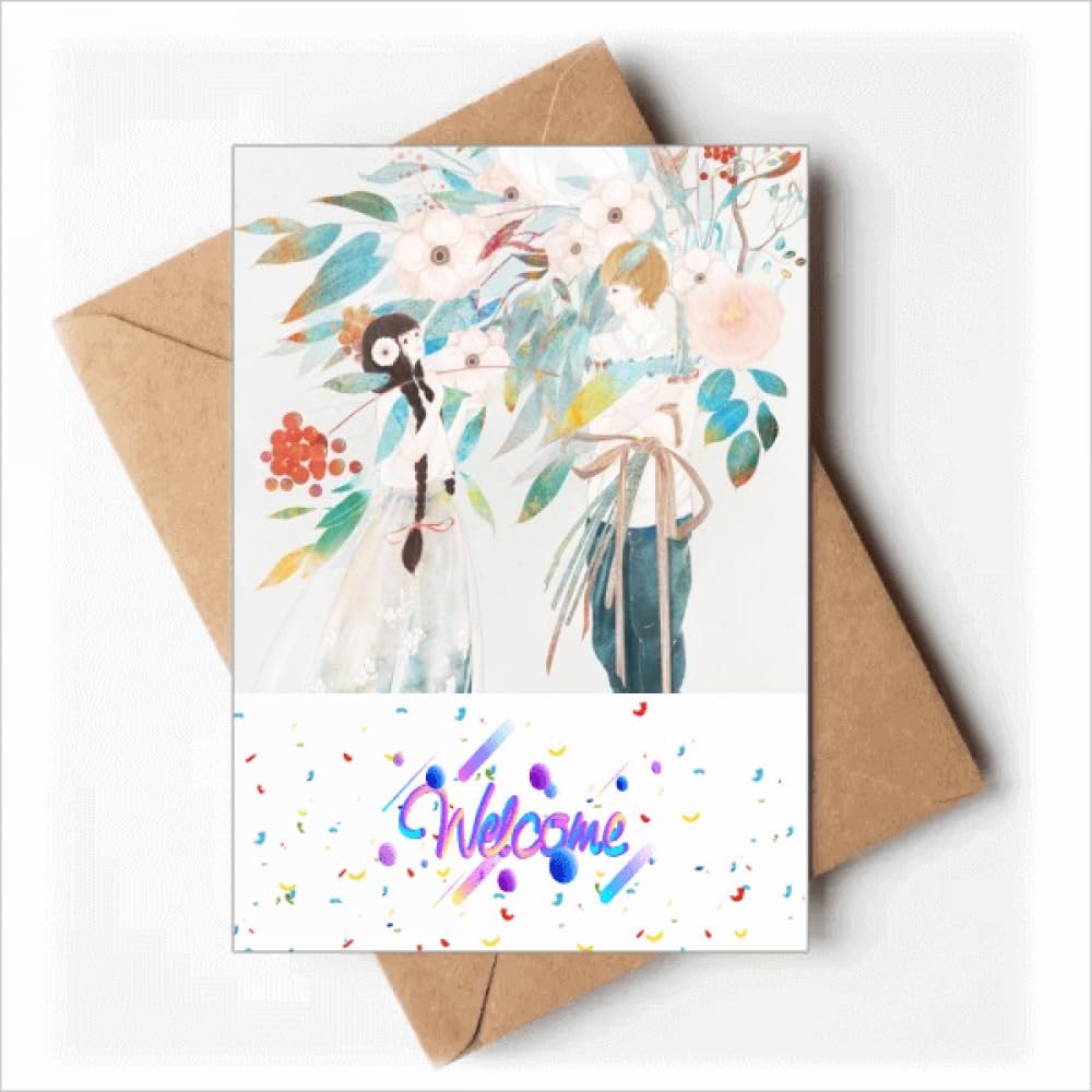 Boygirl Chinese Classical Style Illustrator Welcome Back Greeting Cards Envelopes Blank