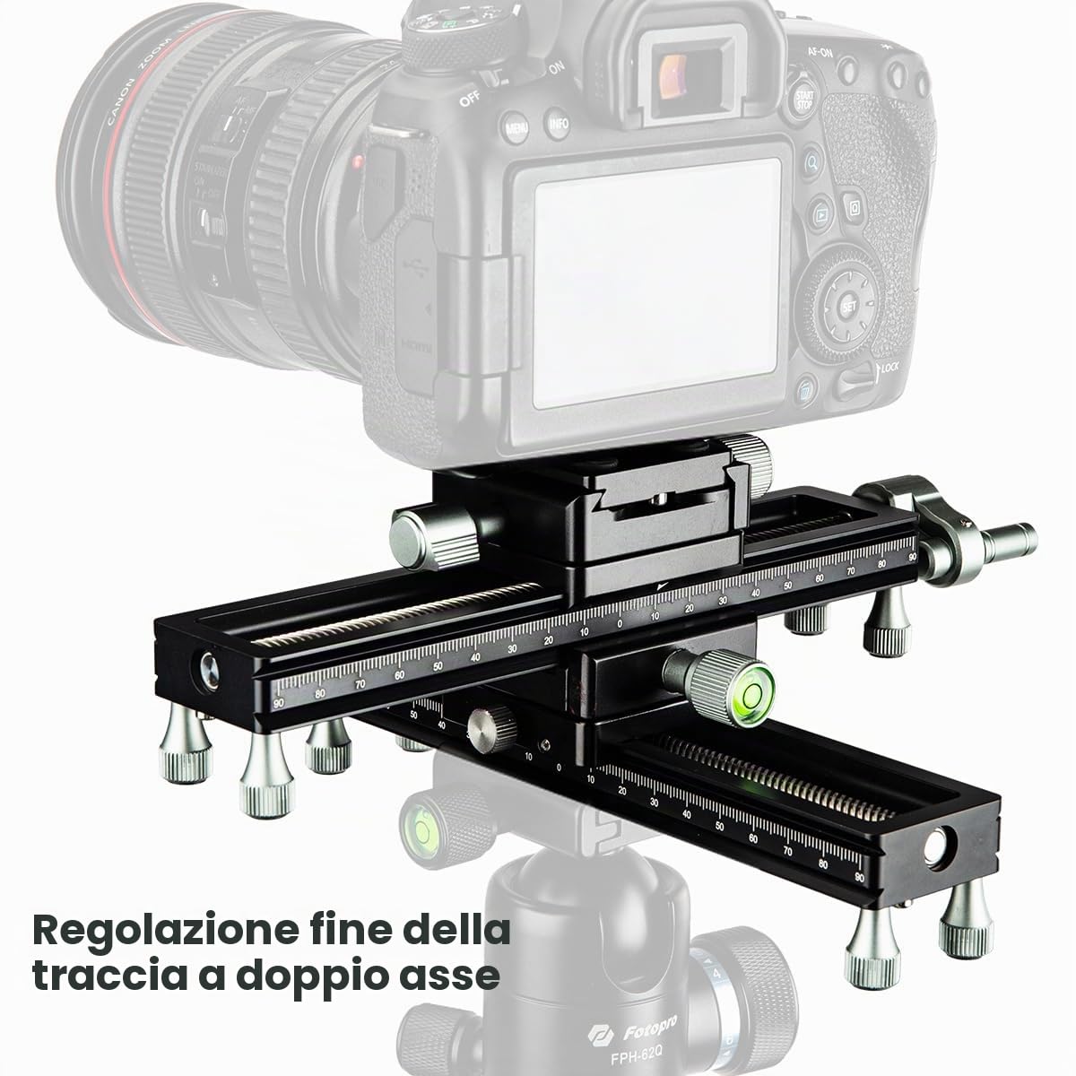 Fotopro Cursore a cremagliera di messa a fuoco Macro per riprese ravvicinate Fotografia Macro con piastra a sgancio rapido Cursore universale in lega di alluminio per fotocamera DSLR