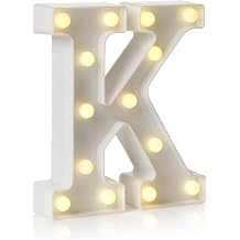 Auraglow LED Light Up Letter K Sign, Battery Powered Party Decoration