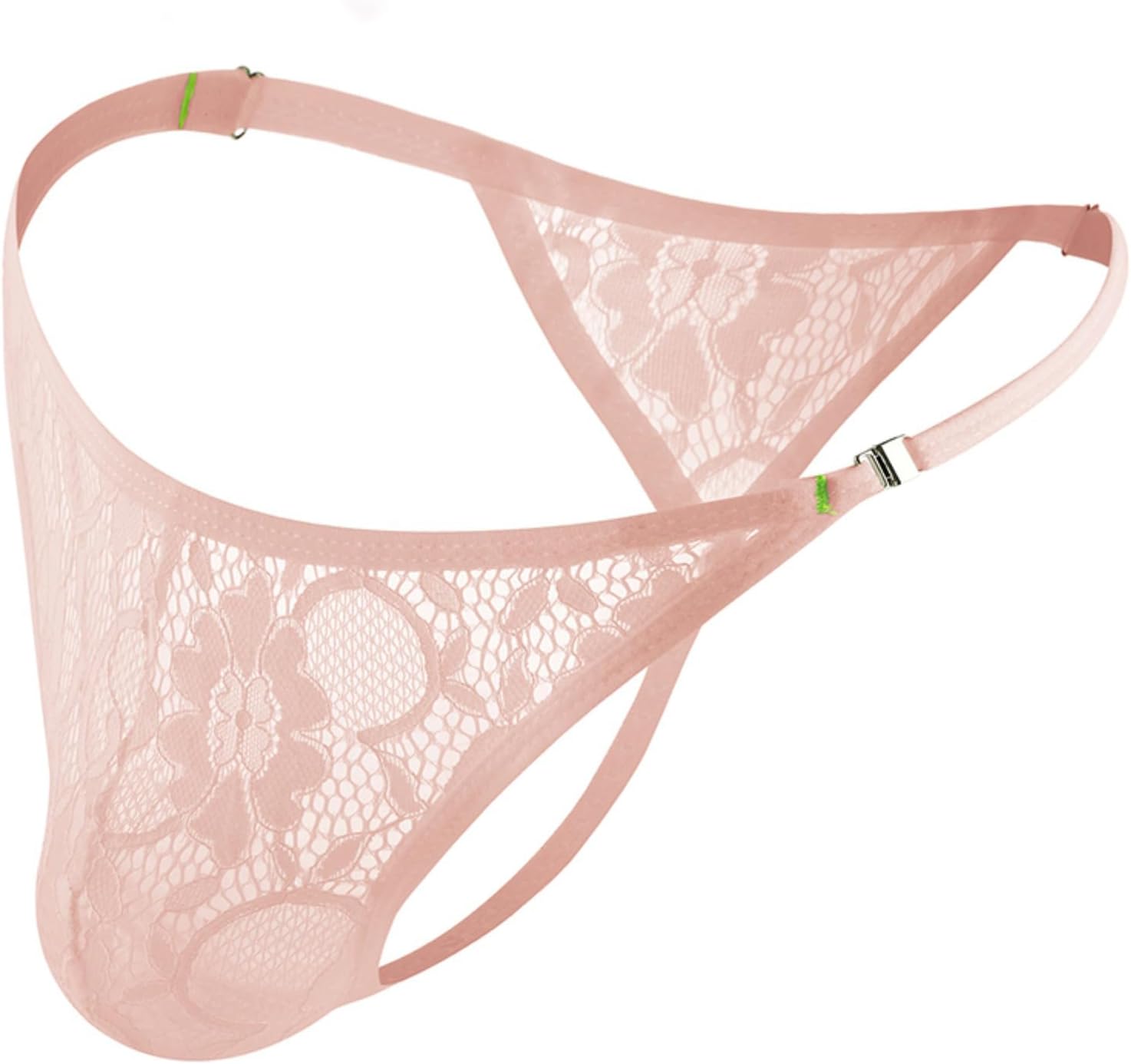 Men's Sexy Lace Thong Side Buckle Adjustable Strap G-String Underwear Lace Sheer Panties Mini Mankini