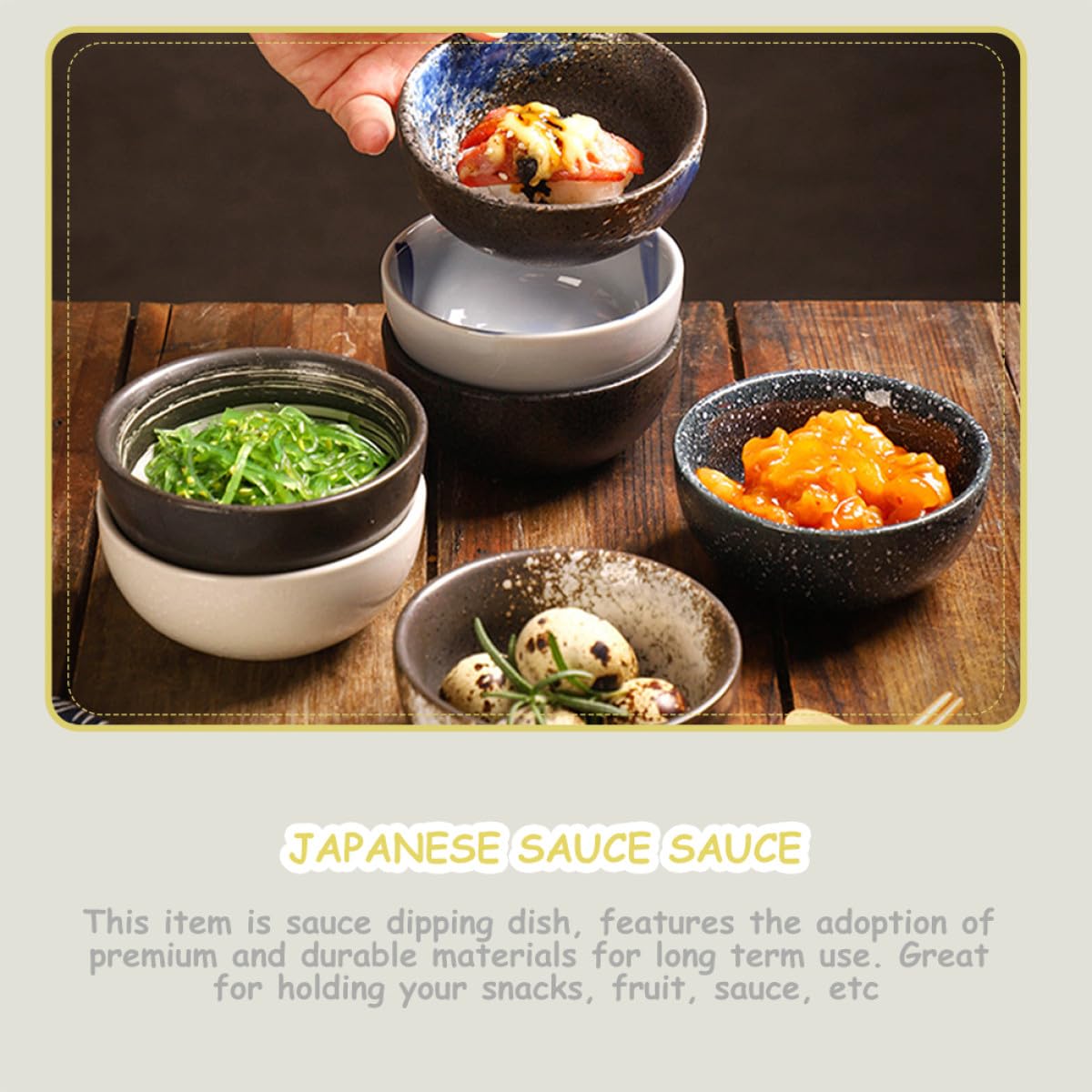 SHINEOFI Set de 4 Bols à Sauce Céramique Style Japonerie, Plats à Trempette Délicats et Créatifs Maison, pour Servir Snacks et Conserver Sauces
