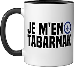 Tabarnak French Canadian Language Quebec Flag Canada Humor Ceramic Mug, Black/White