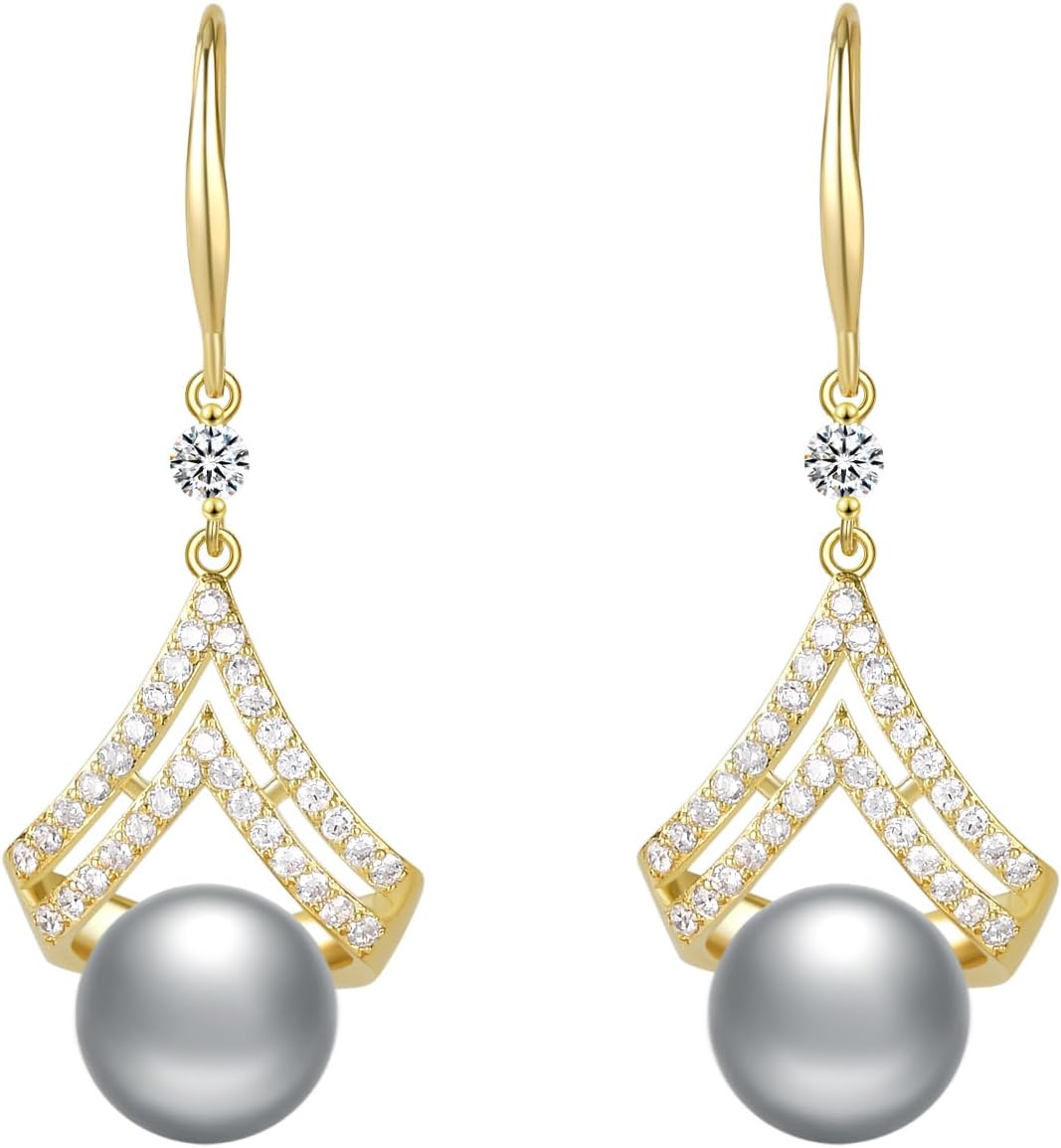 Pearl Earrings for Women, Dainty 14K Gold Plated/925 Sterling Silver Drop Pearls Dangle Earrings, Fashion Hypoallergenic Jewelry Gifts for Women