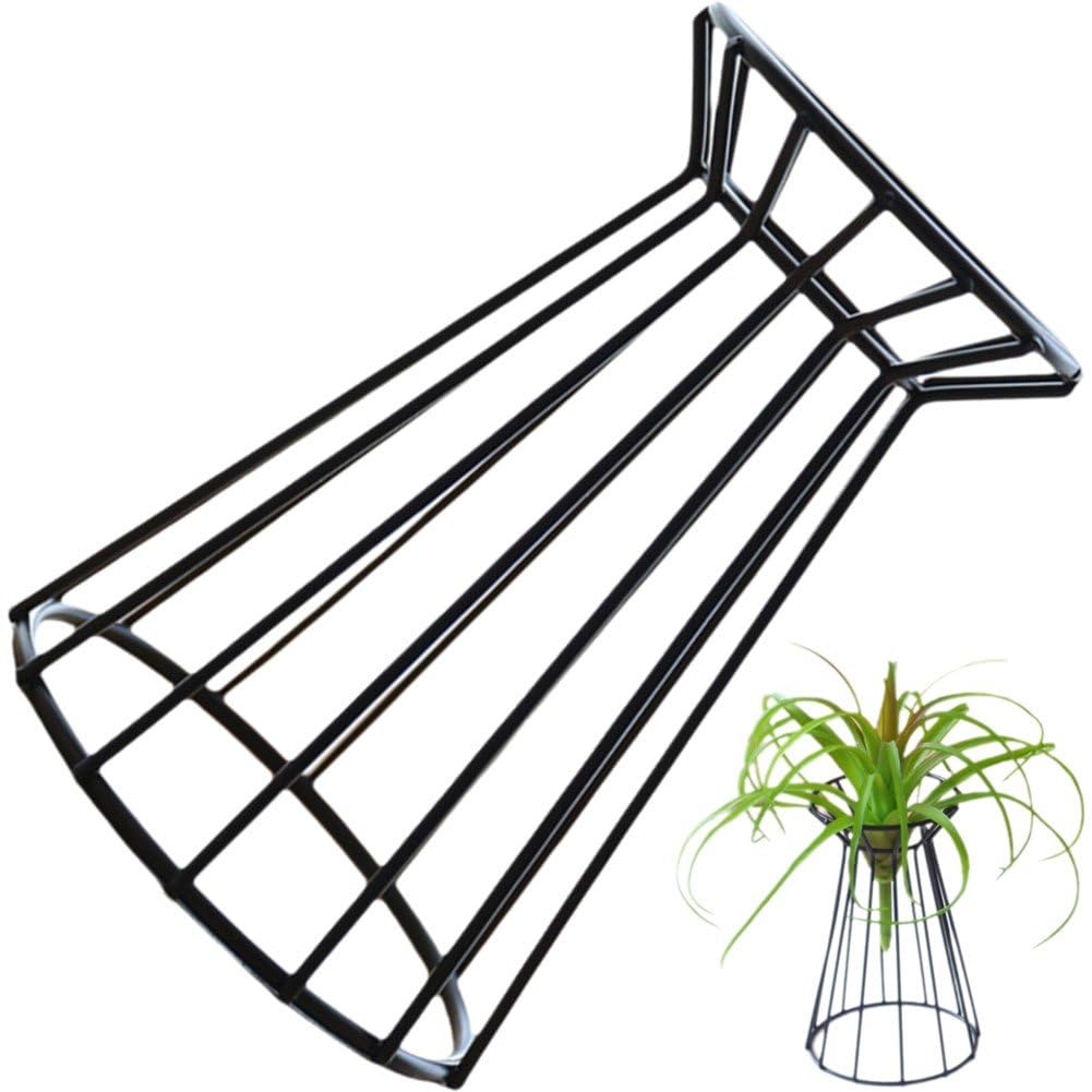 Baokuan Black Air Stand Holder Flower Frame Planter Stand Tillandsia Holder Geometry Stand Flower Rack Flower Pot Holder Iron Planter Pot For Dried Flowers