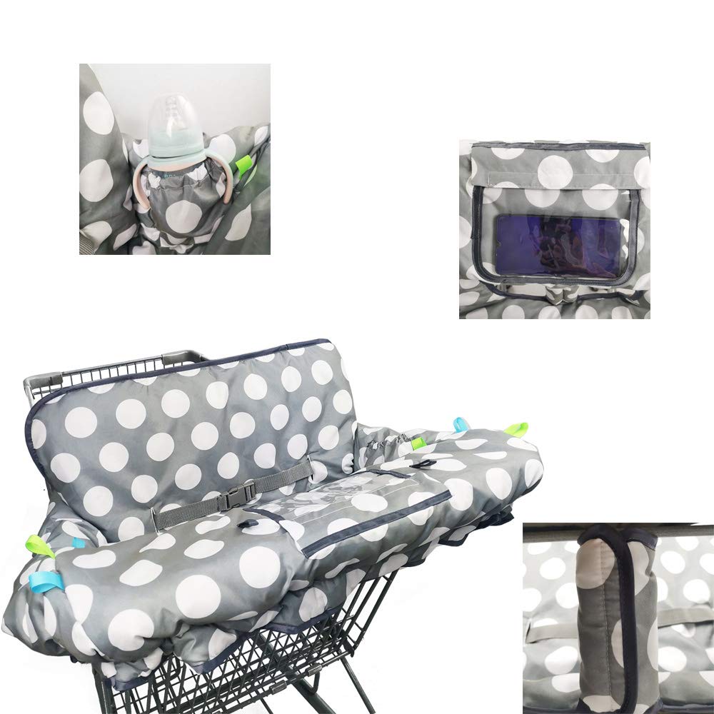 Shopping Cart Cover for Baby, High Chair Cover for Boy Girl, Grocery Cart Cushion Liner, with seat Positioner and Cellphone Holder,dot printing