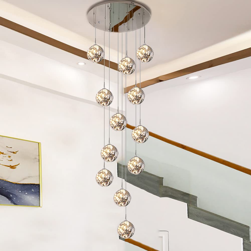 Plafonnier LED goutte d'eau 12 lumières en verre gris fumé et chrome pour villa
