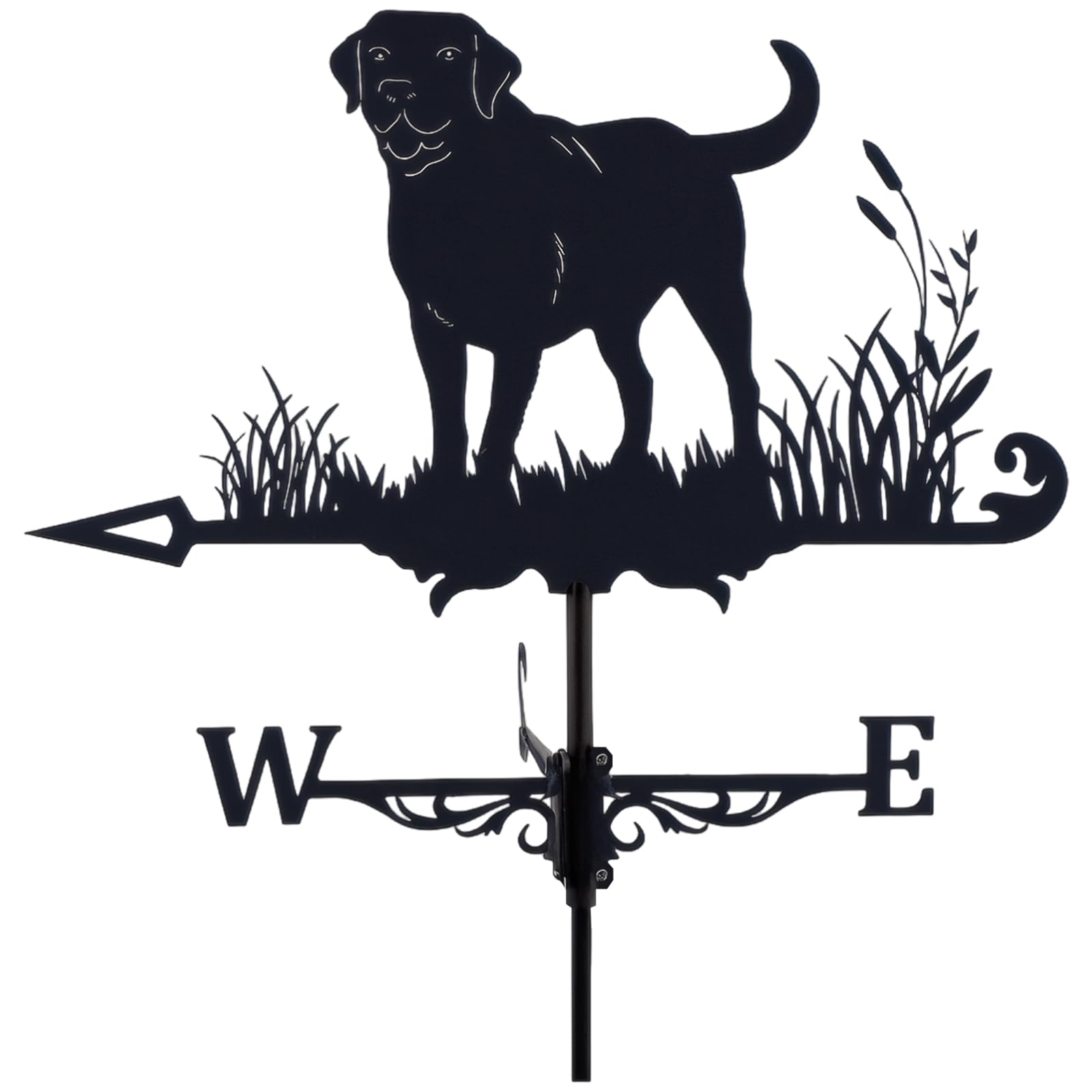 Wetterfahne in Hundeform für den Außenbereich, Schwarze Eisen-Gartendekoration, funktionale Wetterfahne mit Pfeildesign, Windrichtungsanzeiger