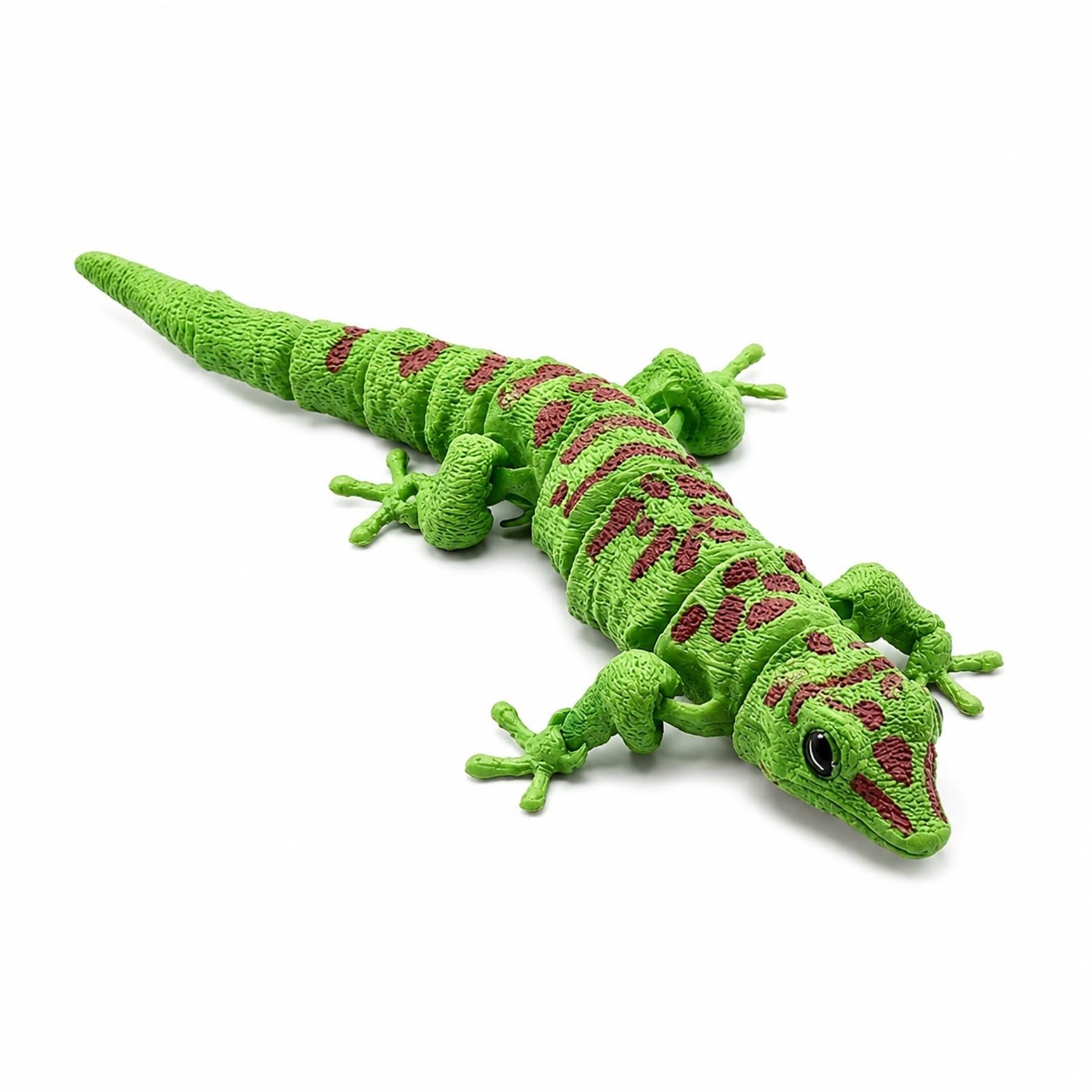 CASOME 3D Printed Giant Day Gecko Figurine, Articulated Gecko Model with Realistic Eyes, Flexible Lizard Desk Decor, Poseable Reptile Ornament for Home Office Shelf Display(Red)