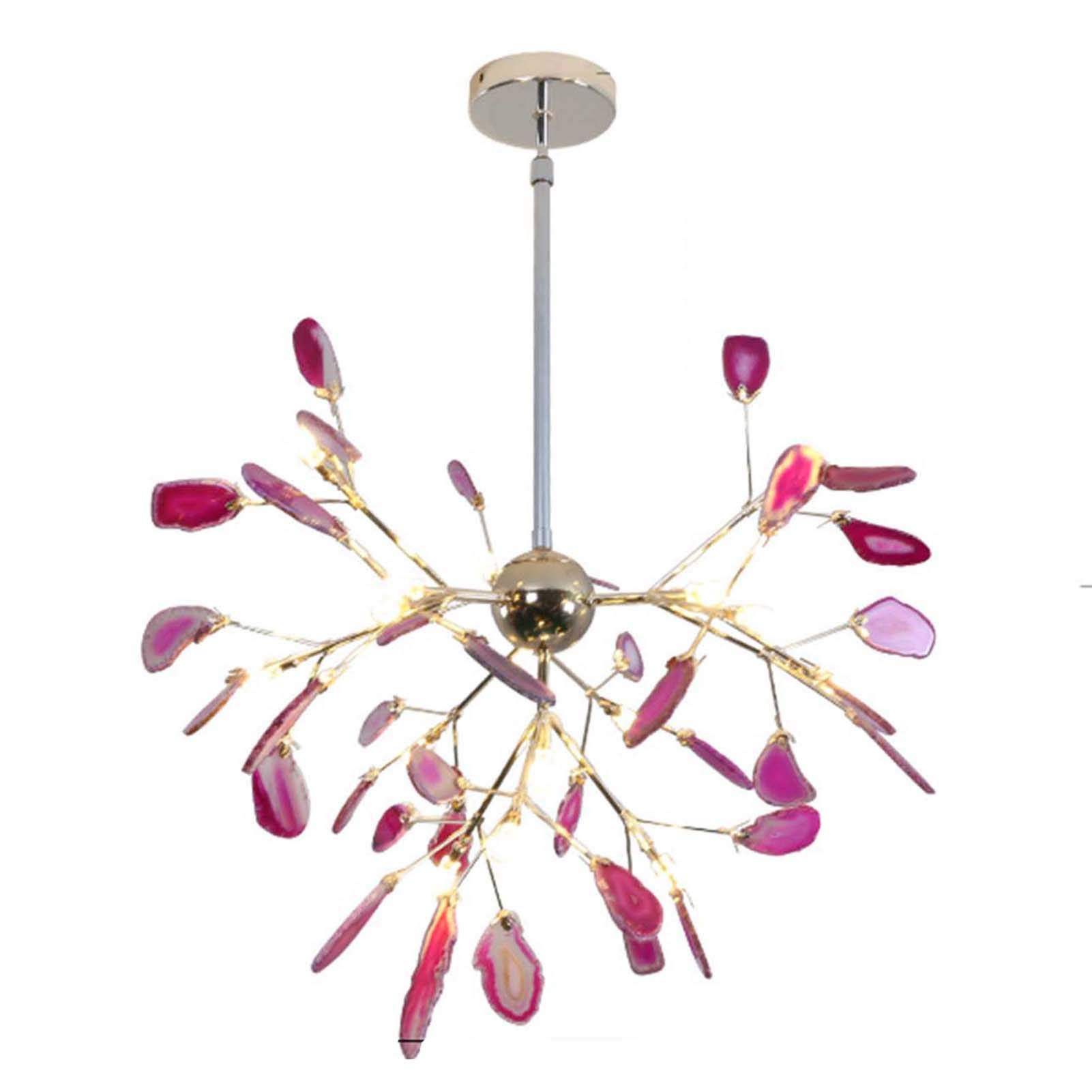 CZYLJLK Led Pendant Lighting Ceiling Light Fixture Hanging Lamp Creative Agate Piece,Sputnik Firefly,G4 Postmodern Onyx -Gold and Pink 16