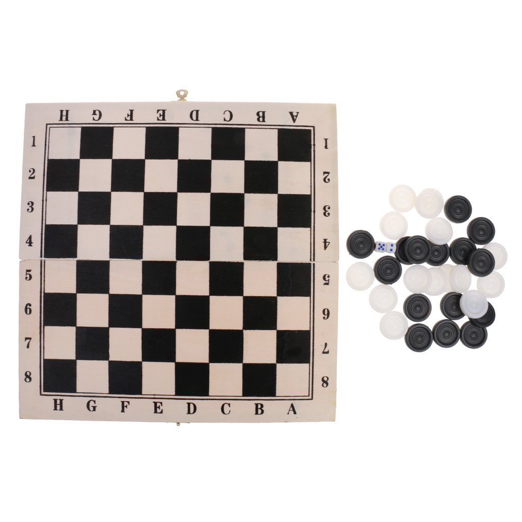 Qualitäts Dame Checkers Set in Faltbrett Holzkoffer 29,5 cm 64 Felder