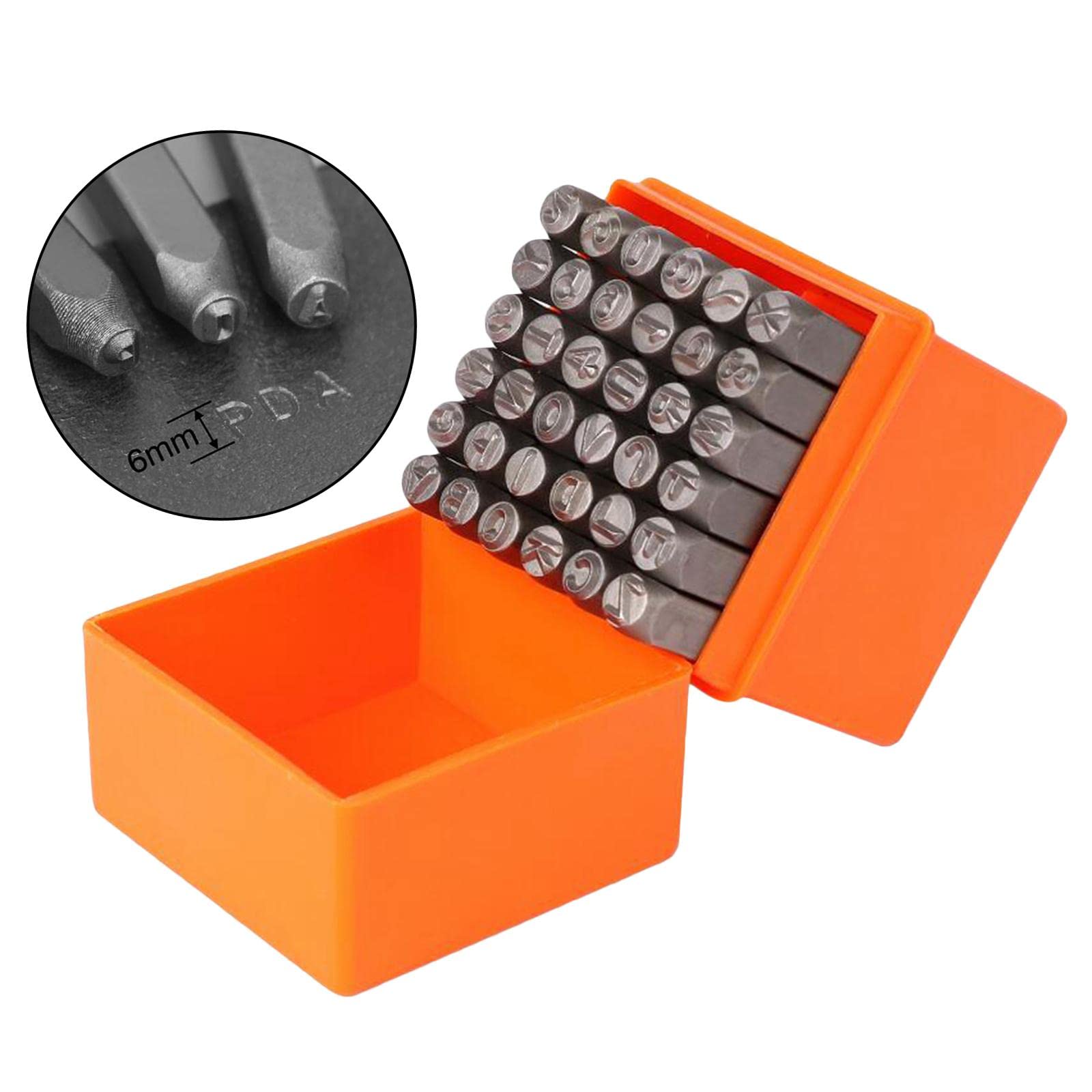 36 Piezas Número Letra Sello Punzón Herramientas para Estampado en Joyería Bolsos Y Relojes Hecho en Acero Resistente Adecuado para Artesanía Personal, 6mm