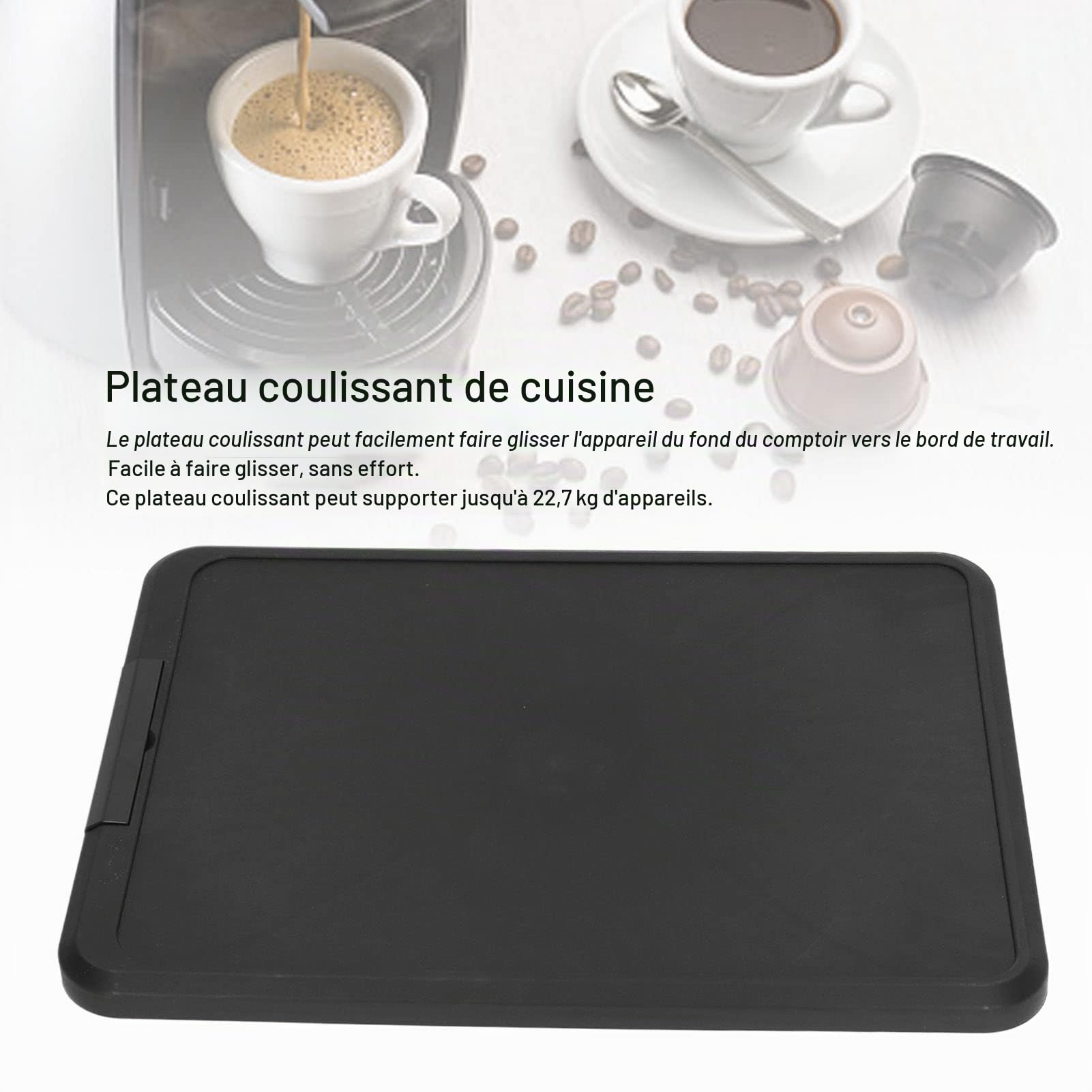 Fockety Plateau Coulissant pour appareils de Cuisine, Plateau Coulissant pour cafetière, Plateau Roulant pour appareils de comptoir, pour friteuse, mixeur, Blender et Grille-Pain.