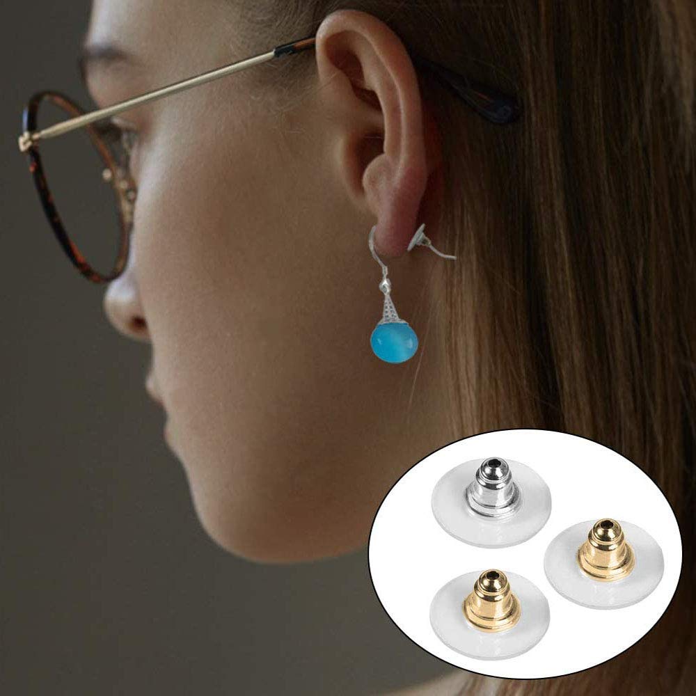 200 Chiusure Silicone Per Orecchini, Universali Oro E Argento, 10.5x6.0mm - Foto 8