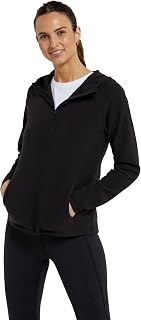 Mountain Warehouse Camber Womens Hooded Fleece - Lightweight Full-zip Sweatshirt Top with Front Pockets - Best for Autumn Winter Camping, Outdoors, Travelling & Hiking