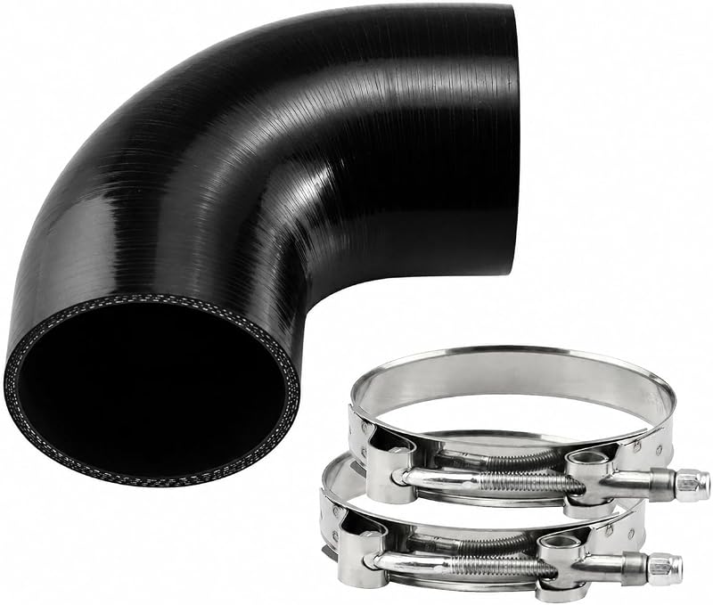 Mangote Curvo de Silicone Ucreative 90° 4" com Abraçadeiras T-Bolt – Kit com 1 unidade