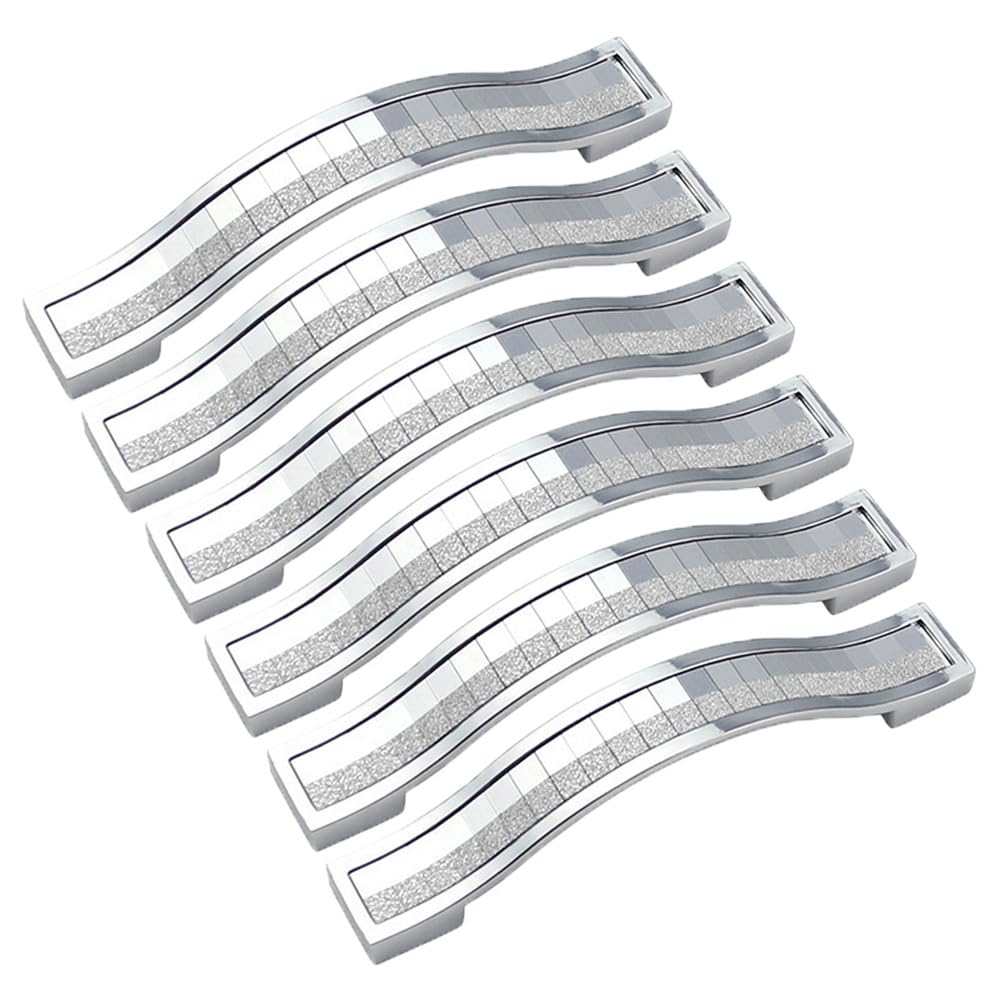 6Pcs Shiny Crystal Cabinet Handles, Glitter Drawer Pull Handles, Cupboard Pulls Furniture Door Pull Handles for Kitchen Wardrobe Cupboard 96mm