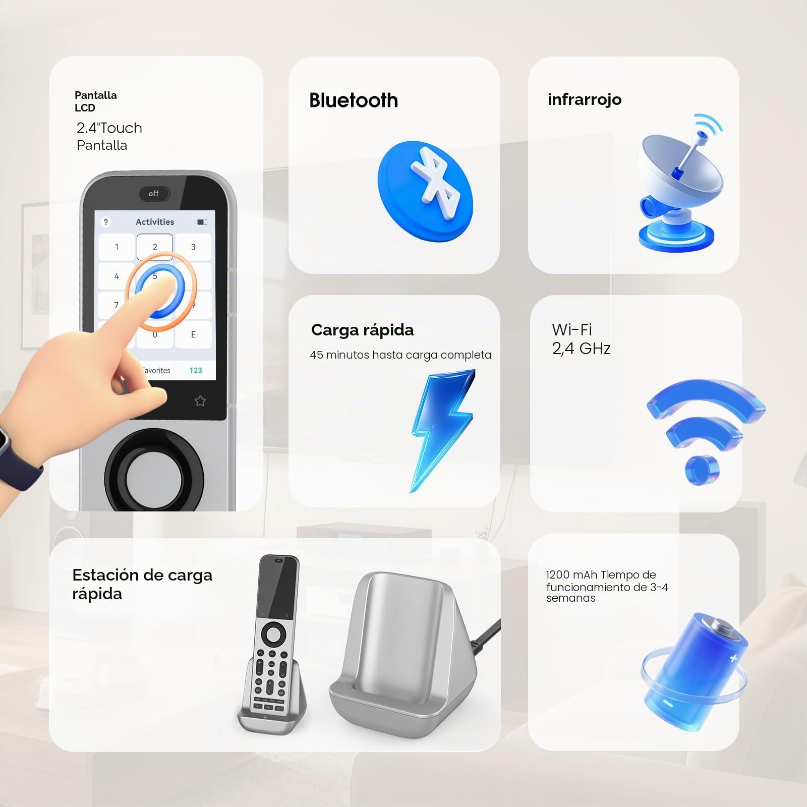 SofaBaton X2 Mando a distancia universal con concentrador y estación de carga | Pantalla táctil, control de un botón personalizable, control de hasta 60 dispositivos IR/Bluetooth/WiFi