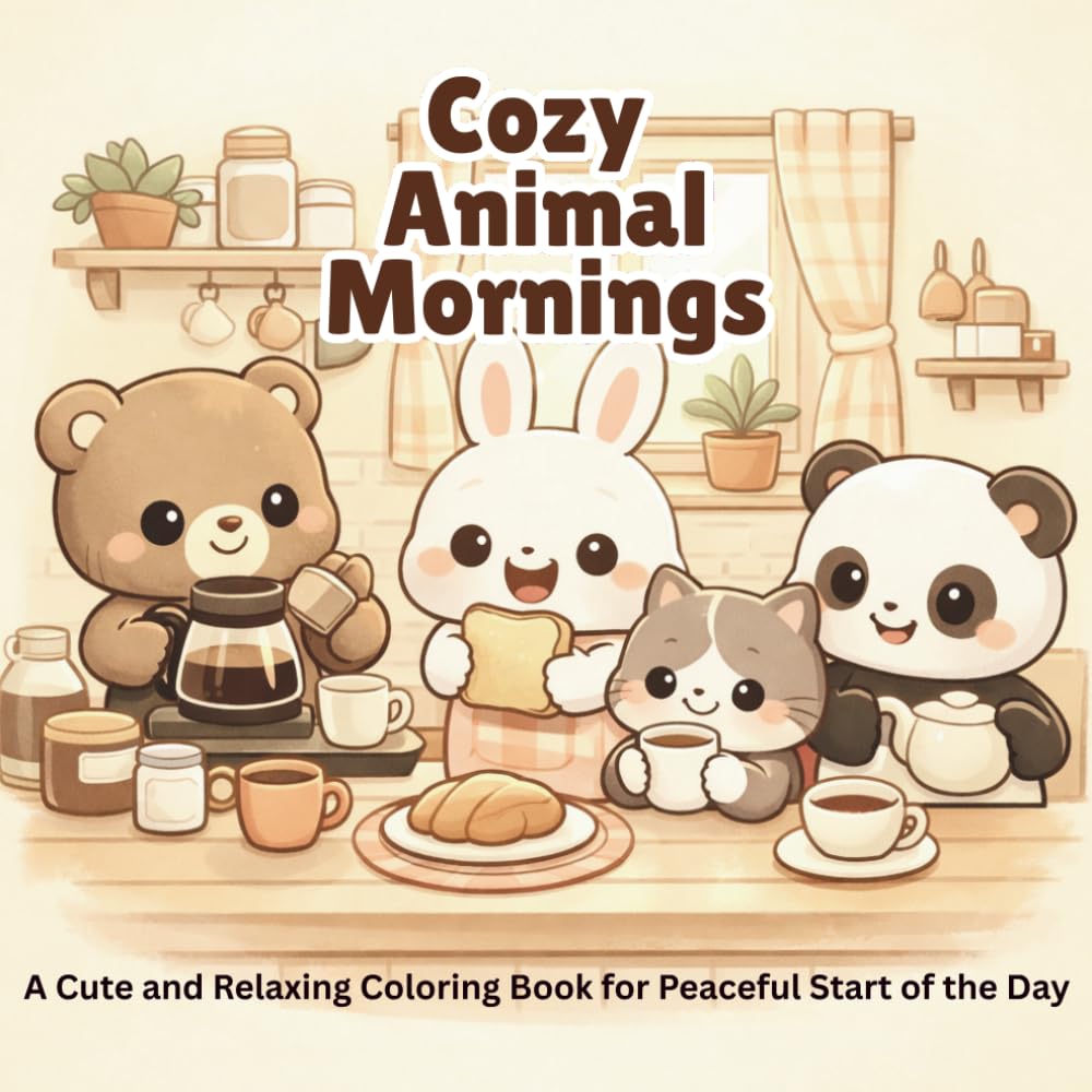 Cozy Animal Mornings: A Cute and Relaxing Coloring Book for Stress Relief, Mindfulness, and Peaceful Morning Moments