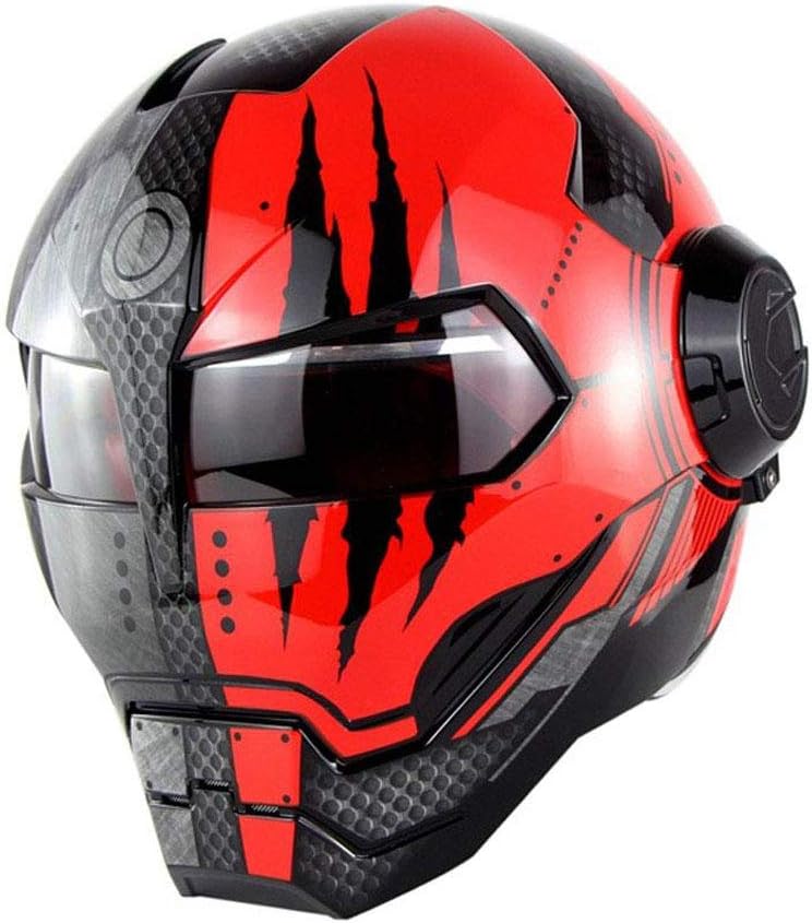 MSF Helmets Retro cycling helmet electric motorcycle helmet built-in lens safety helmet hard hat vintage scooter full face mask (color : Multi-colored)