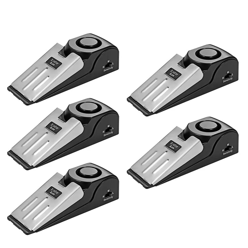 Butée de porte 125 dB lot de 5 portable pour sécurité maison et voyage