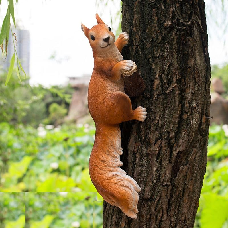 Amazon.co.jp: ガーデンオブジェ 大きな尻尾のリスさん 木登り (右向き