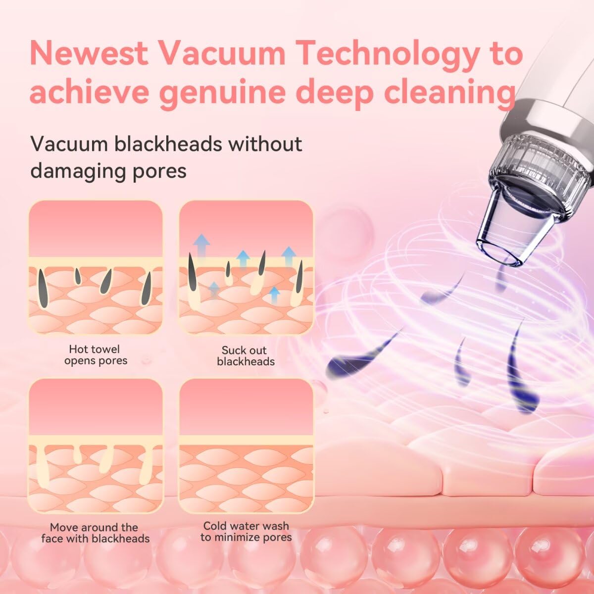 Blackhead Remover Pore Vacuum Upgraded Facial Pore Cleaner Electric Comedone Whitehead Extractor Tool-5 Suction Power,5 Probes,USB Rechargeable Blackhead Vacuum Kit for Women & Men