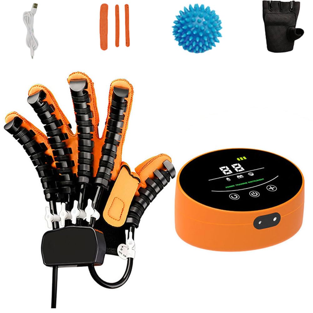 Rehabilitación De Dedos para Pacientes con Hemiplejía, ortesis de los Dedos, Resuelve la rigidez de los Dedos férula a Mano Funcional,ortesis de los Dedos(Size:XXL,Color:Orange (Left Hand))