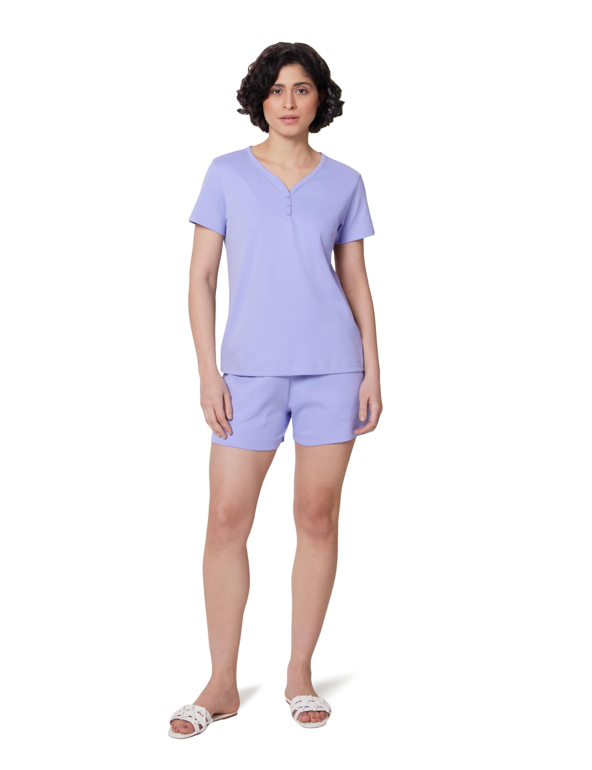 symbol premium Women Pure Cotton Regular Fit T-Shirt and Shorts Night Suit | Two Piece Set (Available in Plus Sizes)-picture-15