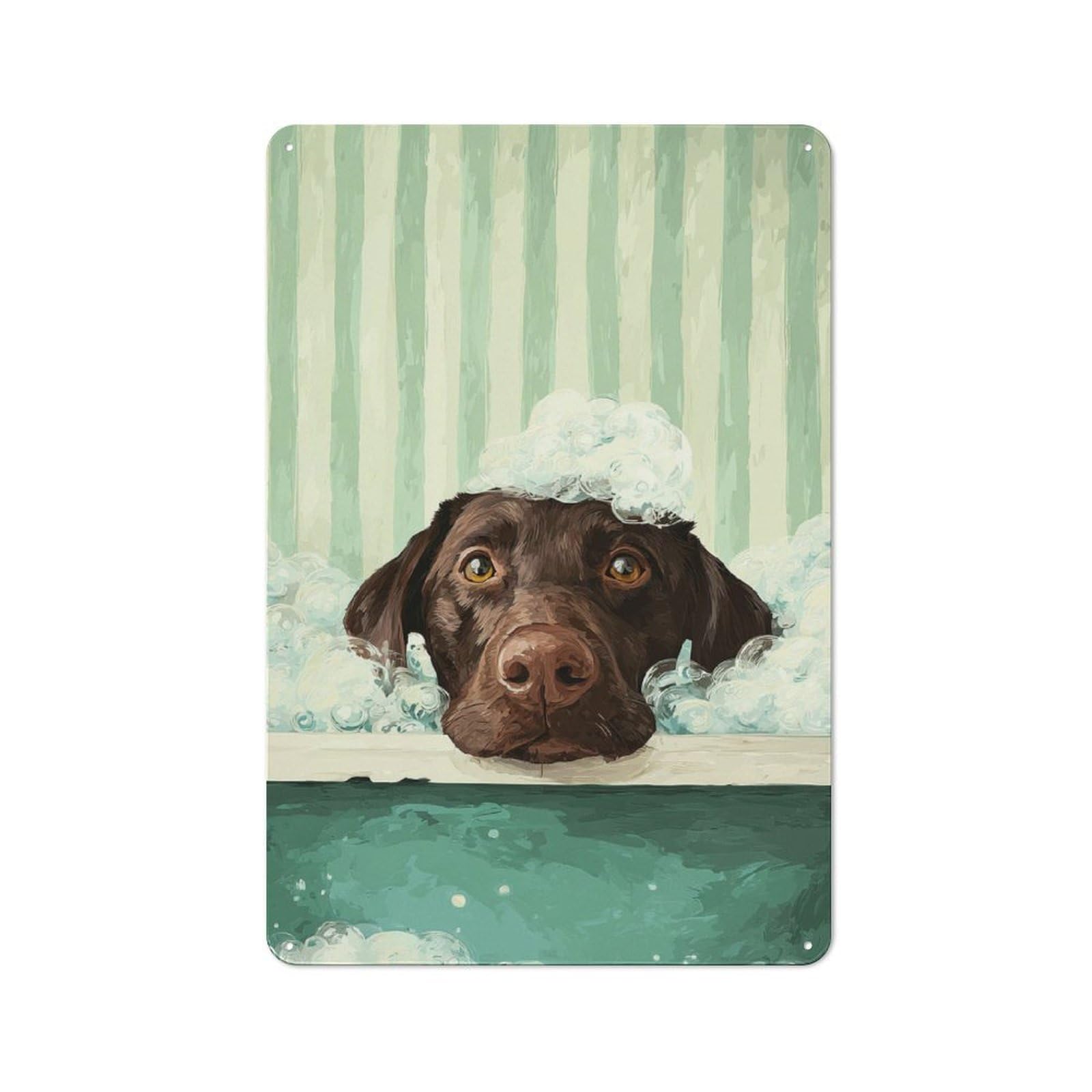 Junmoney Doggy Bath Time Vintage Tin Sign 30X20cm For Dining Room Or Kitchen, Suited To Dining Room Decor Fans