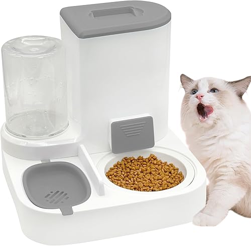 Fhiny Alimentador de gravedad para gatos y dispensador de agua, 2 en 1, bebedero automático para mascotas, juego de cuencos de cerámica