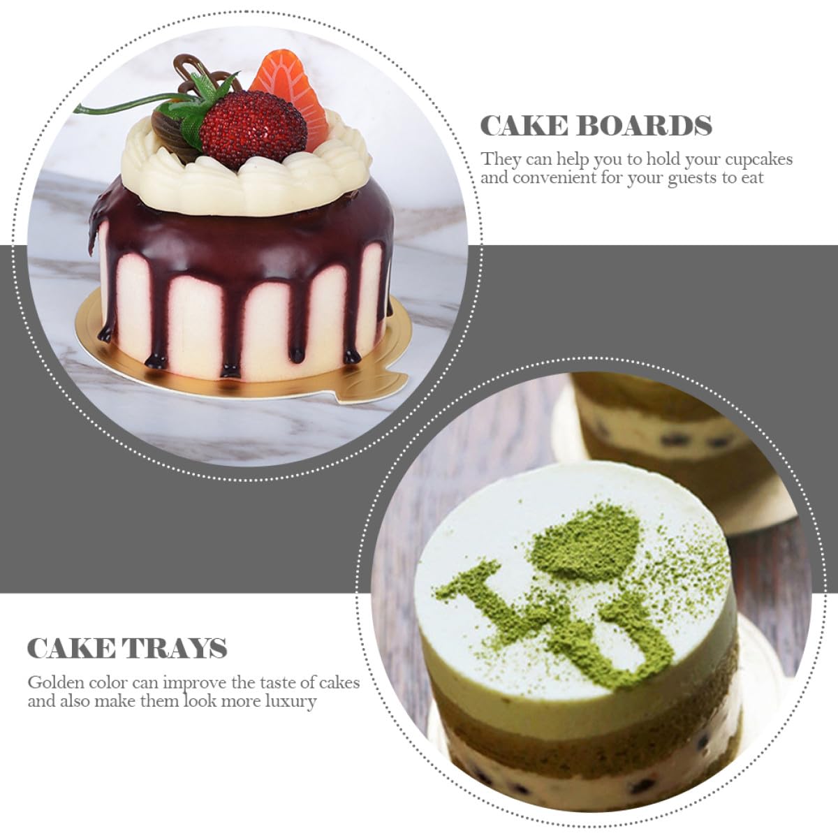 Plateaux en Carton Dorés Ronds pour Gâteaux Mousse Supports de Présentation 9 CM 8 CM 200 Pièces Socles Épais et Résistants pour Pâtisserie Service et Pique-Niques