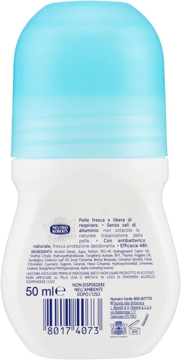 Italian Gourmet deodorante Deo Roll On Fresh ohne Aluminium 12 x 50ml | Protezione naturale zero macchie, trocknet schnell, sanft zur Haut, profumo, Gesamtnettogewicht 600 ml + Kostenlos Polpa 400g